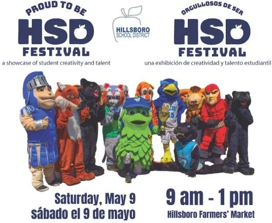Happening TODAY at the Downtown Hillsboro Farmers' Markets! 

Join us for the **Proud to Be HSD Festival** from **9 AM &ndash; 1 PM**, celebrating the amazing creativity and talent of students from Hillsboro School District! 💙

Enjoy student perform