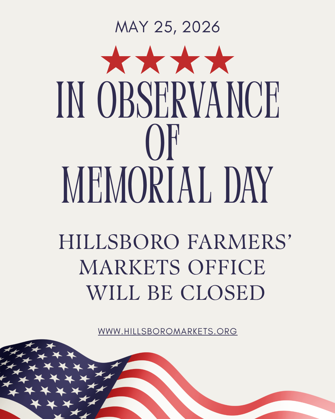 Memorial Day - HFM Office CLOSED