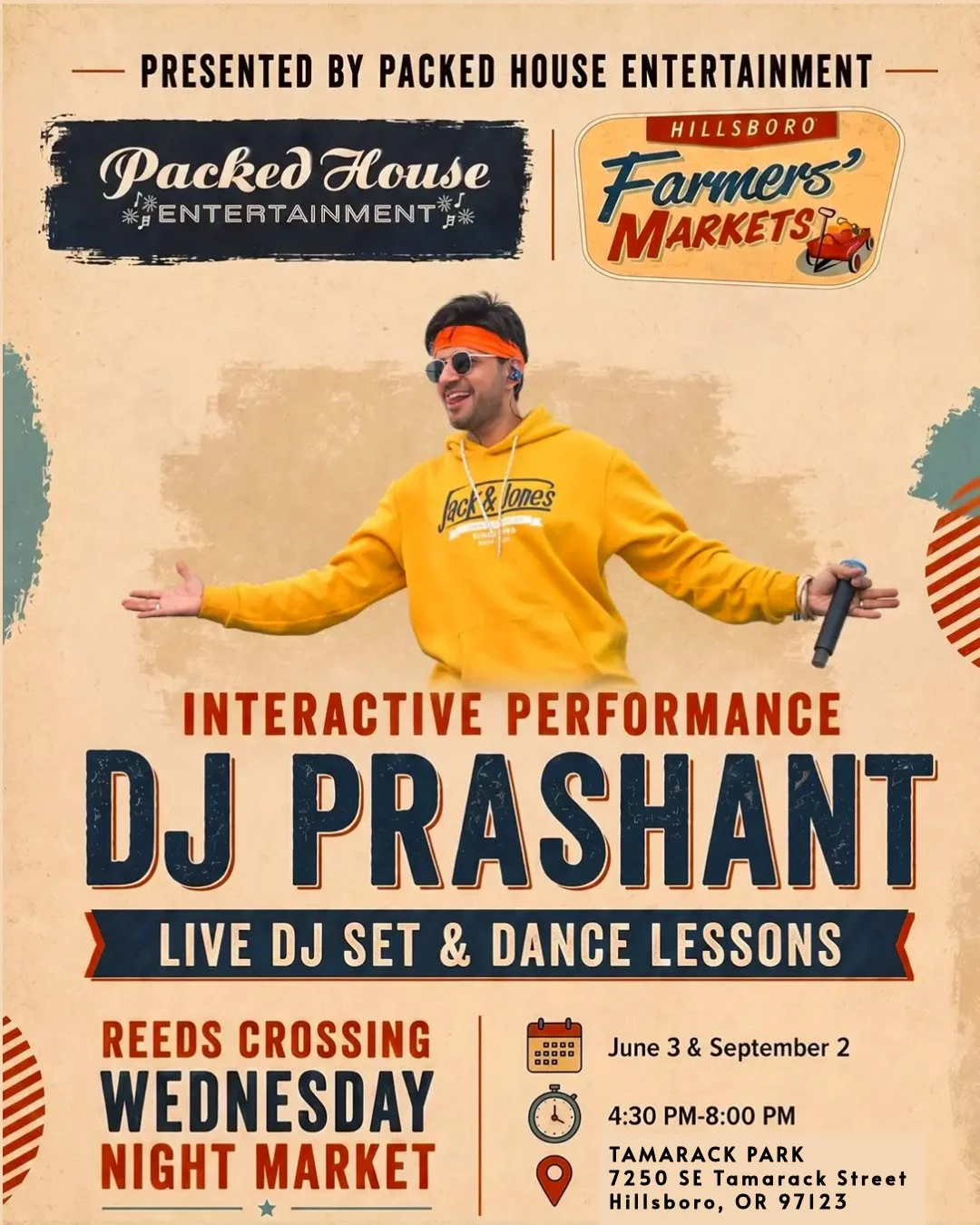 Join us this Wednesday for an evening at the market in Reeds Crossing at Tamarack Park!

Featuring an interactive performance from DJ Prashant with a live DJ set and dance lessons&mdash;it&rsquo;s music, movement, and community all in one unforgettab