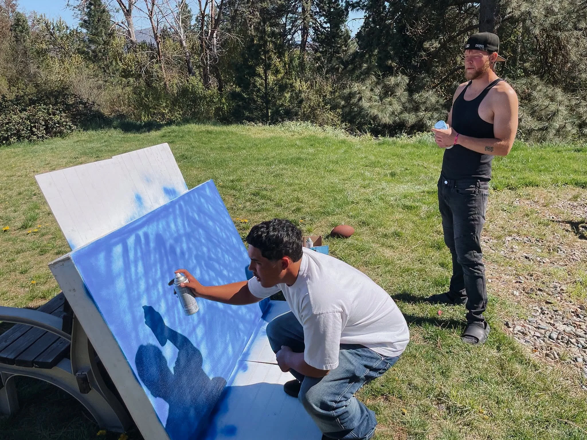 Students hard at work painting the ice bath&mdash;getting it ready for those cold plunges! ❄️🎨💪🏼

#liferestoration #workingranch #RocksideRanch