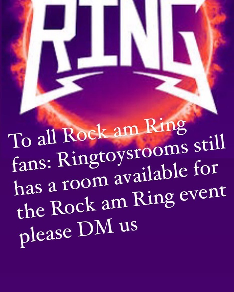 to all Rock am Ring fans: Ringtoysrooms still has a room available for the Rock am Ring event
please DM us