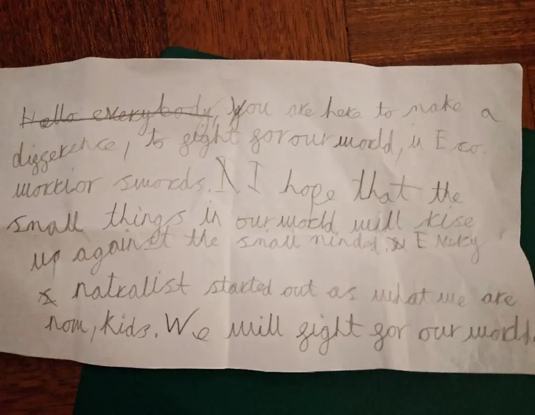 &lsquo;The small things in our world will rise up against the small minded.&rsquo;

So look, I know how boring it is to bang on about how great your kid is etc, but bear with me on this one. My kid and her pal have decided to take the climate crisis 