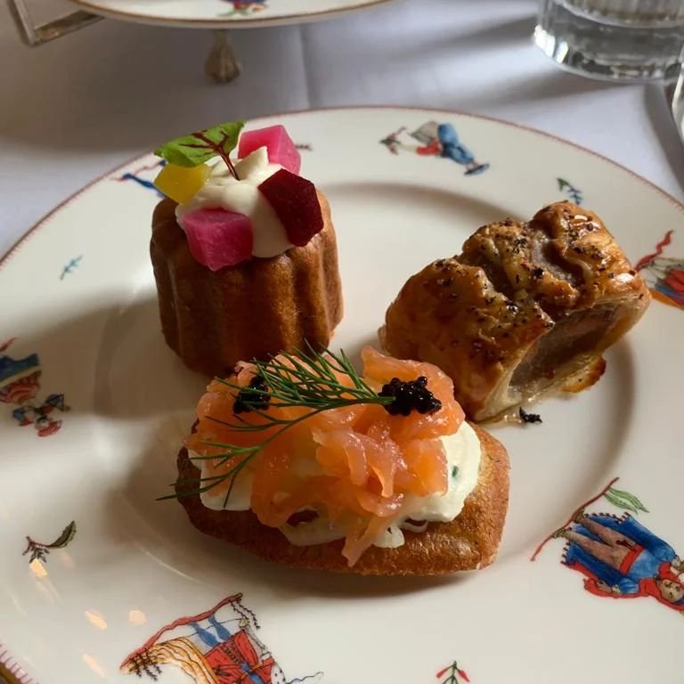 A very special and decadent @lily_vanilli_cake afternoon tea @thelaneldn. So many delicious treats, all served on crockery covered in mythical creatures designed by @kitkempdesignthread and inspired by costume designs for ballets, pantomimes, comic o