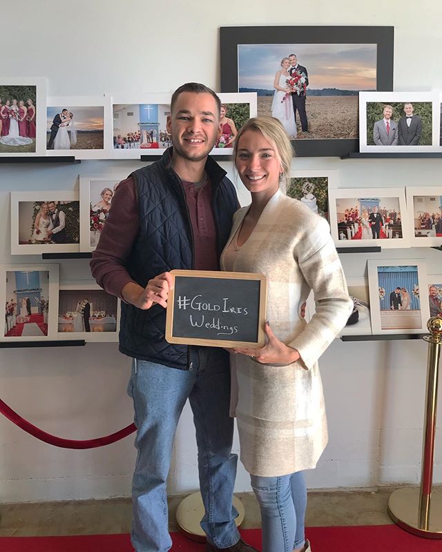 So happy to share with  Connor and Aubrey all of their wedding photos at a #goldiris showcase reveal!!! We love to bring all of our clients into the studio and show them all of the wonderful shots we were able to capture on their special day. Congrat
