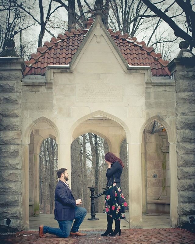Under the guise of a Valentine's Day portrait session, Cameron's plan of surprising Emma with his proposal right as the 5pm bell tower chimed worked out perfectly! Congratulations to Cameron and Emma for #tyingtheknot and thank you for letting us be 