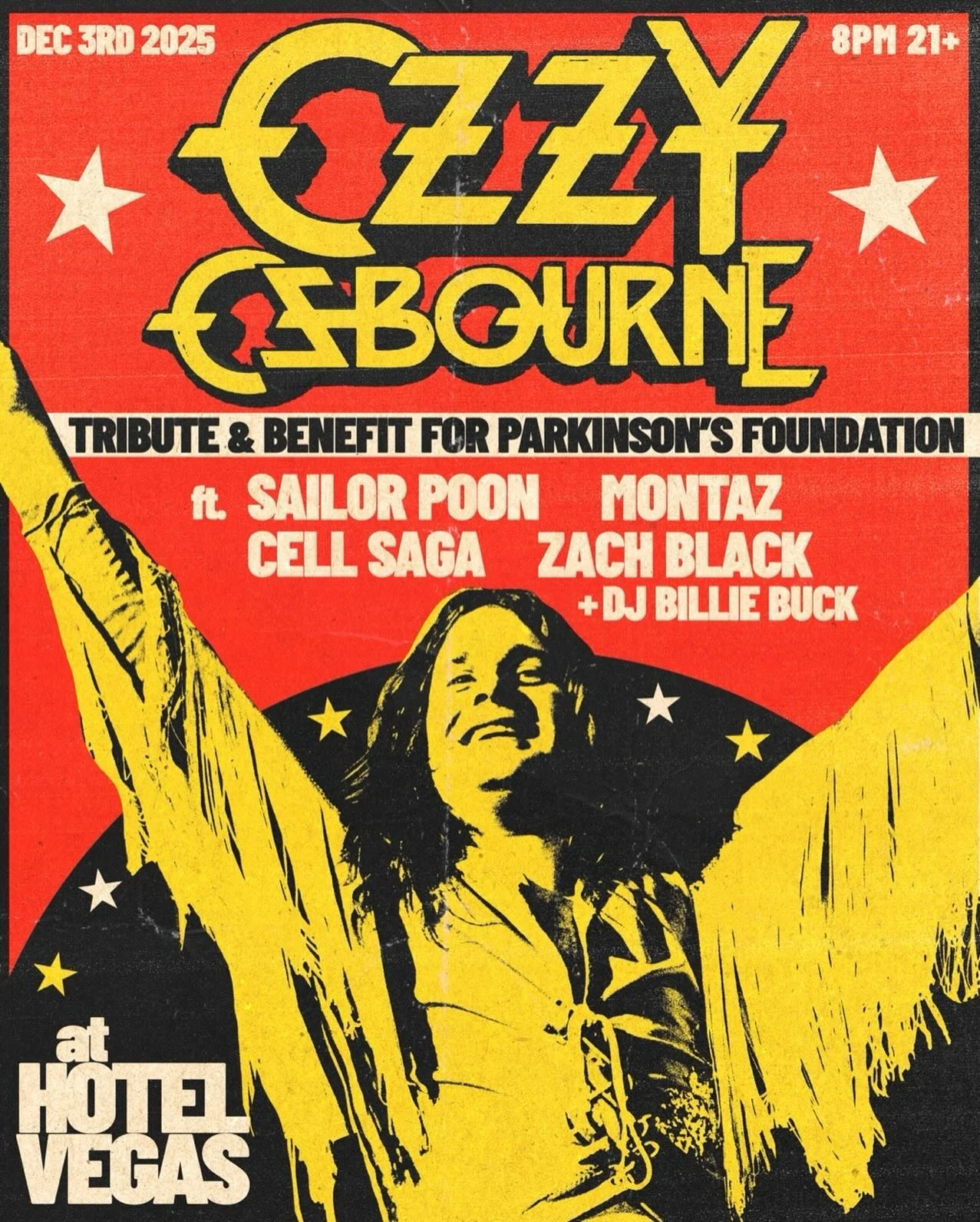 12/3 @hotelvegastexas 🖤⚡️

i&rsquo;m honored and thrilled to be part of this killer lineup paying tribute to the Prince of Darkness OZZY OSBOURNE 🤘✨

every band on this bill is stacked with absolute monsters 👹 this is gonna be a heavy, loud, fucki