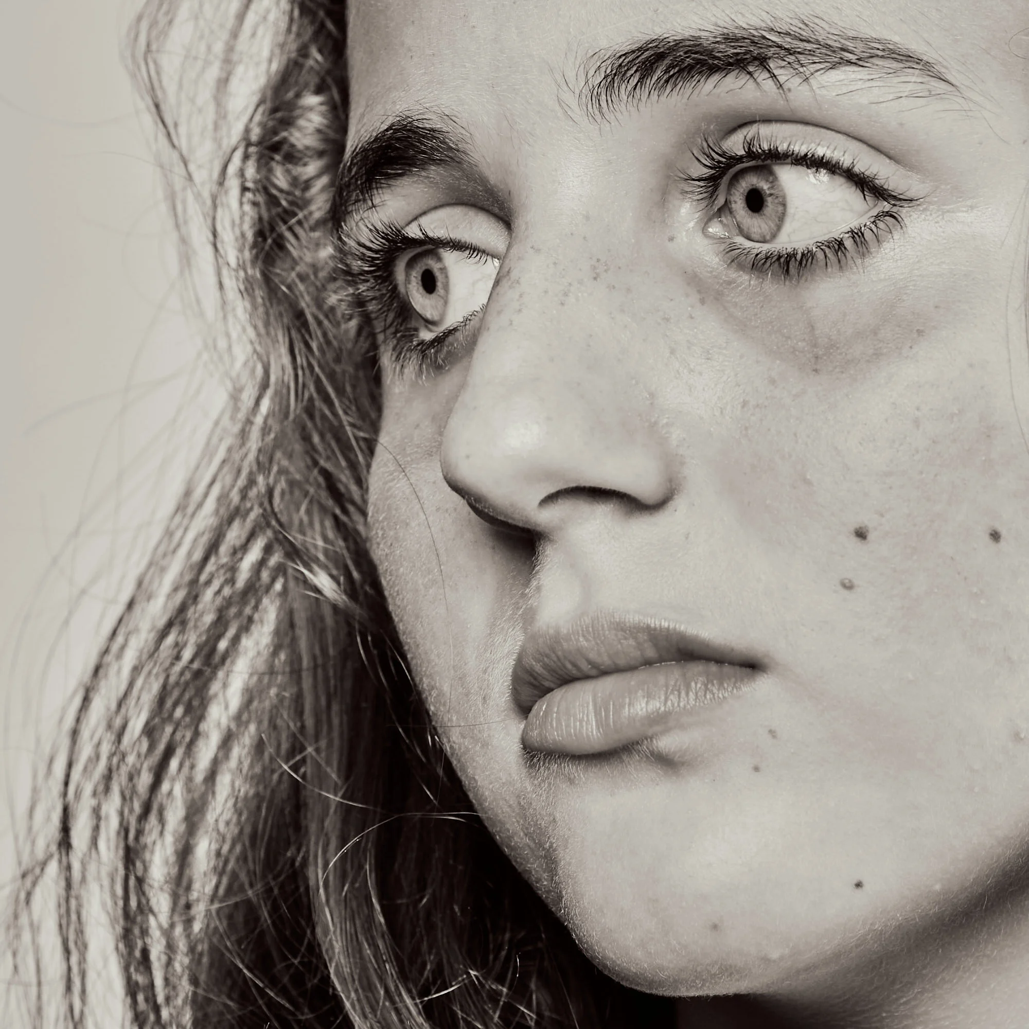 photography studio, professional female portrait, Sydney best portrait photographer, editorial style portraits, Leah Lefens Photography, Professional sydney photographer, Redfern Photographer, wonder, youth, girl portrait, black and white, worried ex