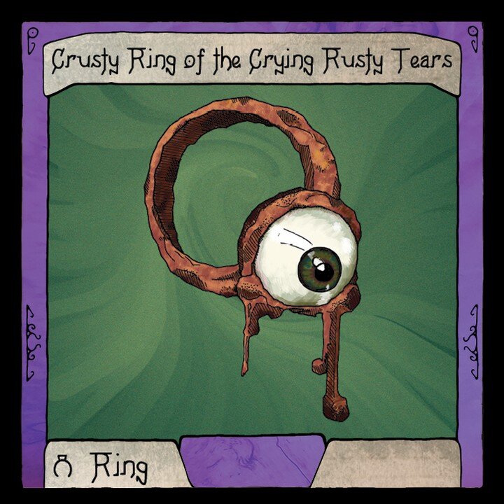 The ring is its prison, it sobs and it hates. The rust, then, further irritates.

#ring #weirdart #tabletopgames #bgg #bggcommunity #cardgames #poemoftheday #potionslinger #potions #ccg #boardgames #boardgamesofinstagram