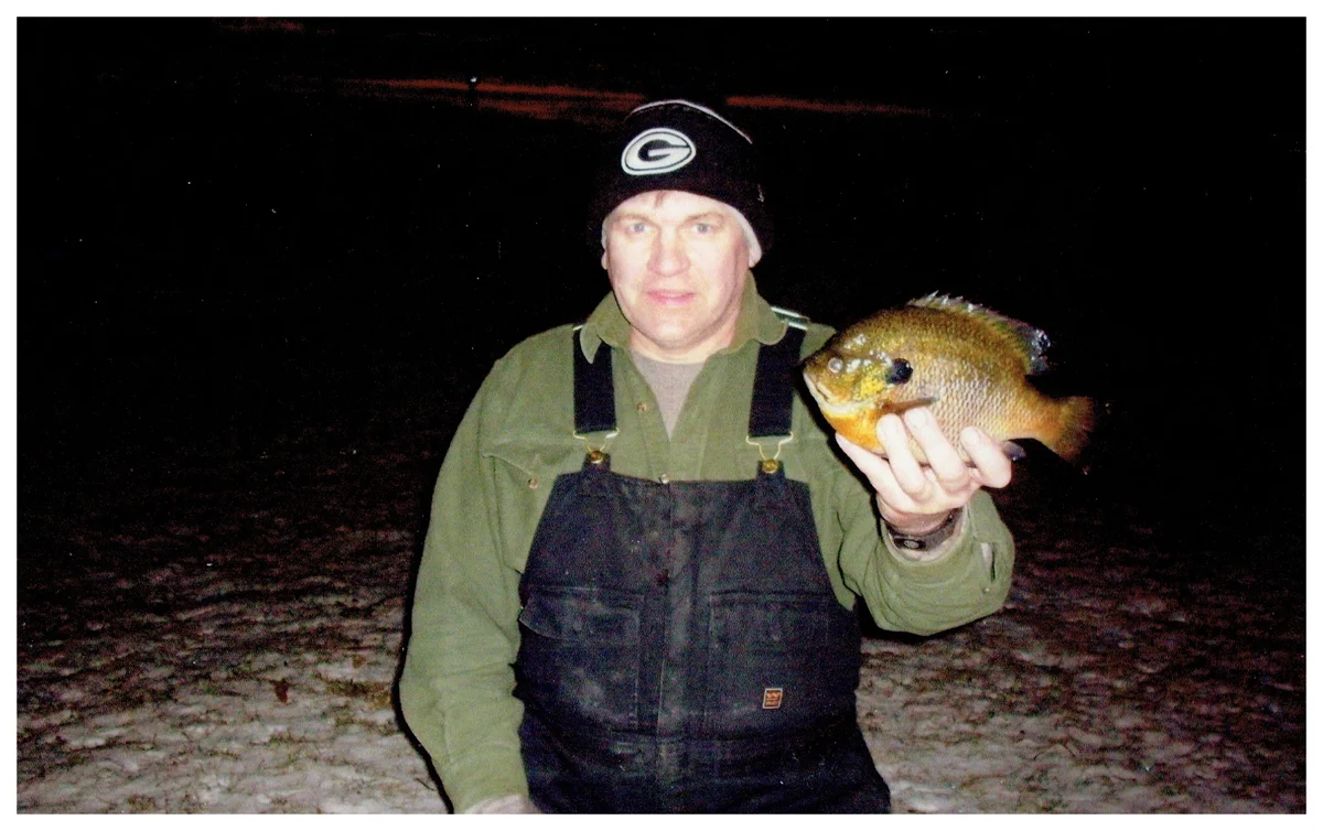 Mark Pfaff; West Salem, WI - 10 ⅛” Bluegill on the Mississippi River using a Black Moon & wax worm