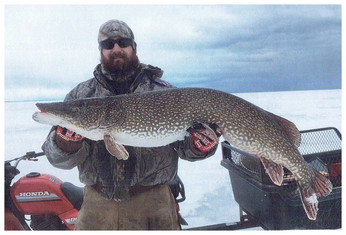 Mike Christ; Jefferson, WI - 44” (24 lbs.) Northern Pike on Little Bay de Noc using a sucker on tip-up