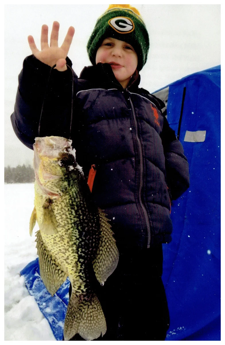 Youth Winner: Roland Houslet; Pardeeville, WI - 16” Crappie on Wolf Lake using a medium shiner