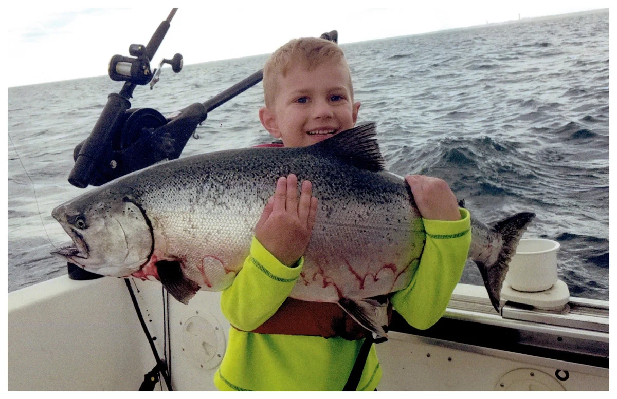 Quintin Witt; Menomonee Falls, WI - 36” King Salmon on Lake Michigan using a Flasher Fly