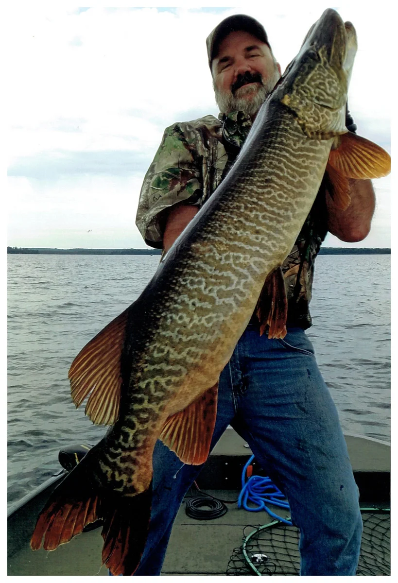 Ken Mathwig; Land ‘O Lakes, WI - 52” Tiger Muskie on a Vilas Co. Lake using a Bulldawg