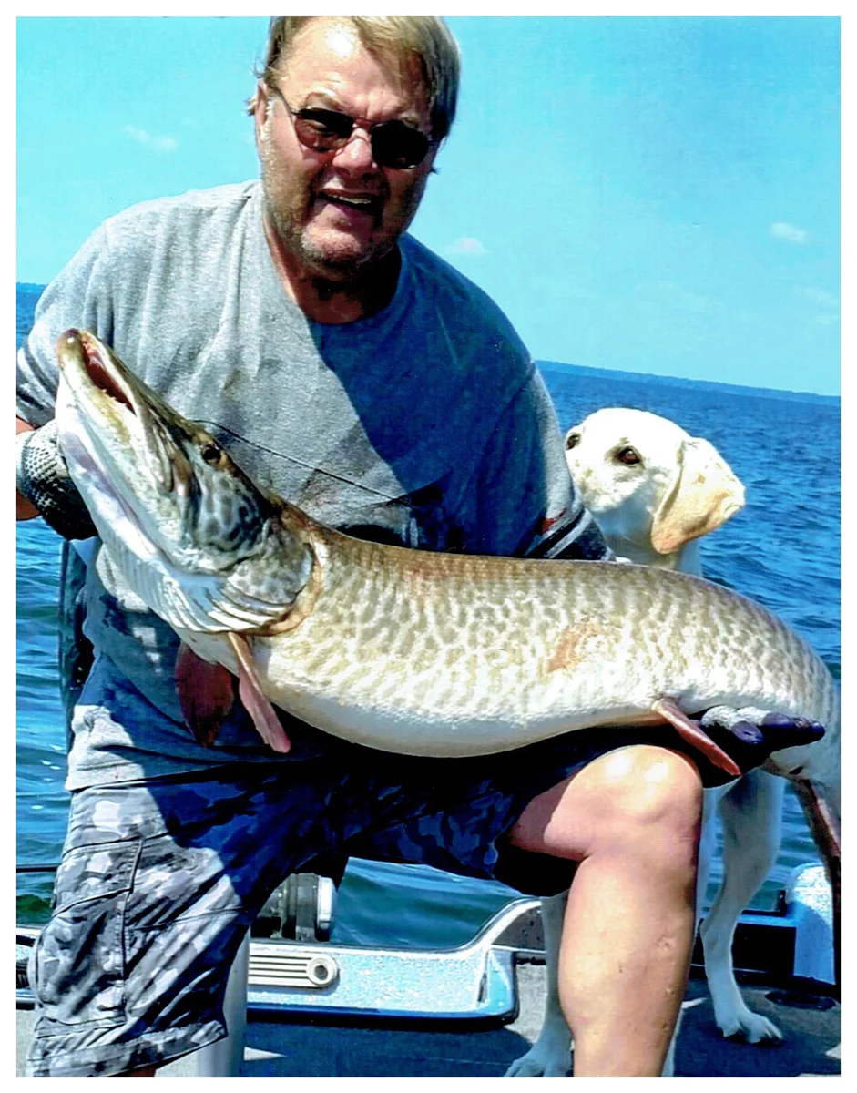 Steve Feavel; Larsen, WI - 55” Muskie on the Bay of Green Bay using a Gil’s Bucktail