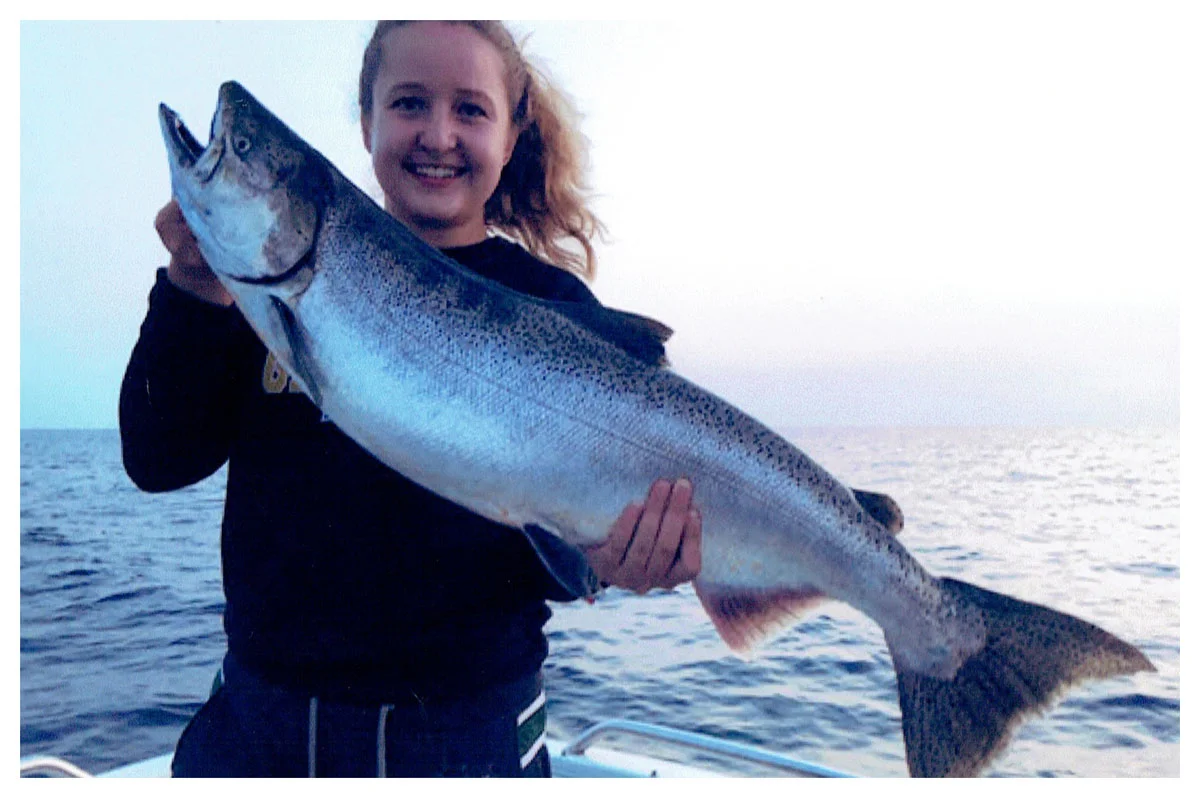 Jordyn Gaurkee; Delafield, WI - 40” King Salmon on Lake Michigan using a spoon