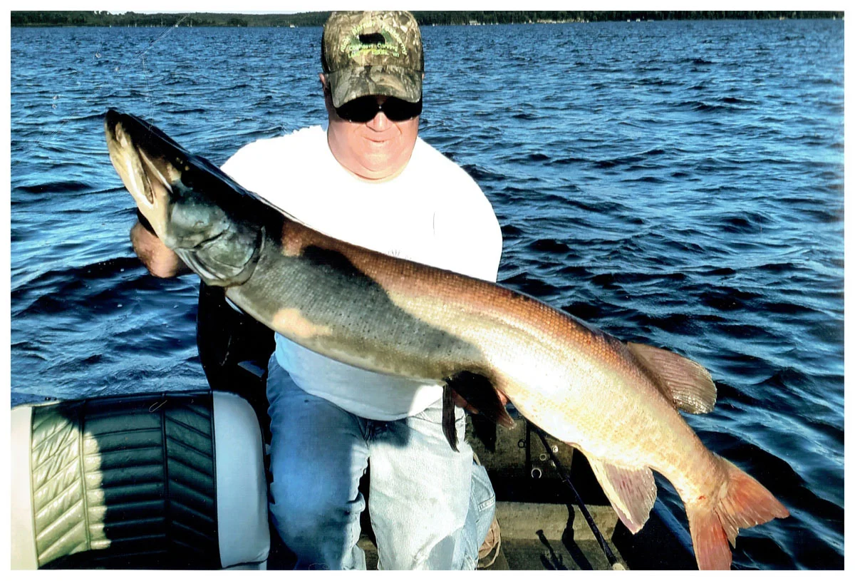 Jeff Mathwig; West Allis, WI - 48” Muskie (released) on Big Sand Lake using a Tiger Tracker Bucktail