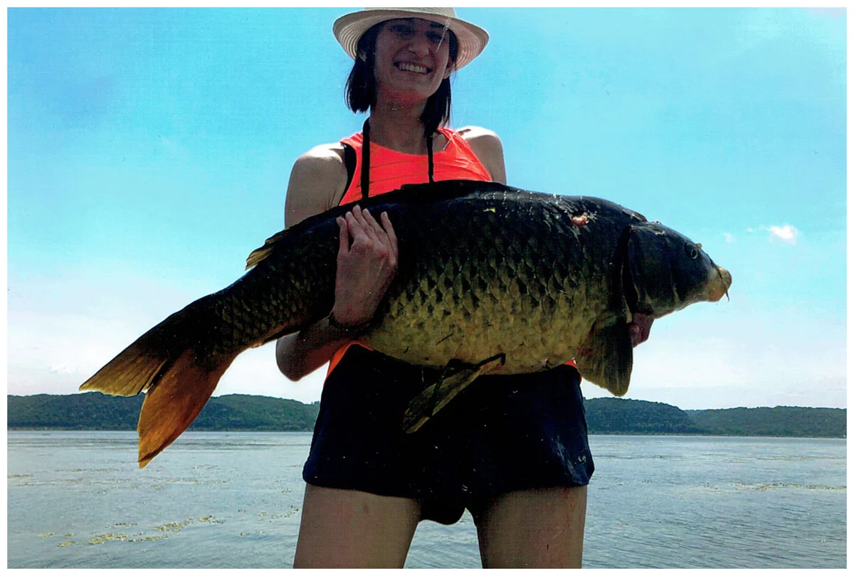 Nicole Marzahl; Burlington, WI - 41” Carp on the Mississippi River bow fishing
