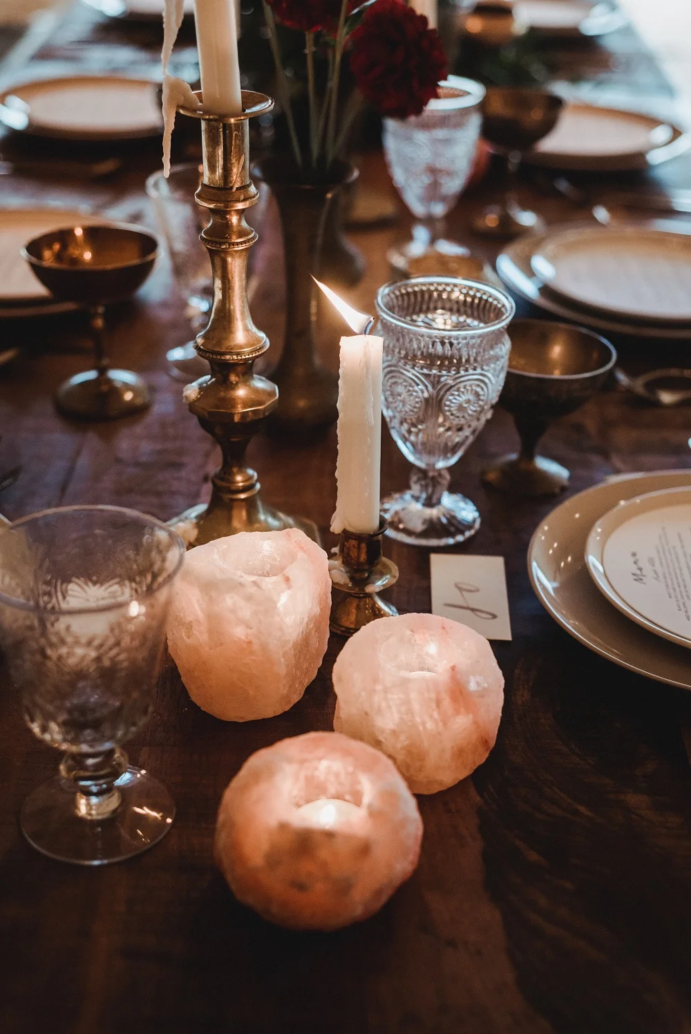 Pink Salt Tealight Candle Holders — Pretty Willow Prop Hire Perth