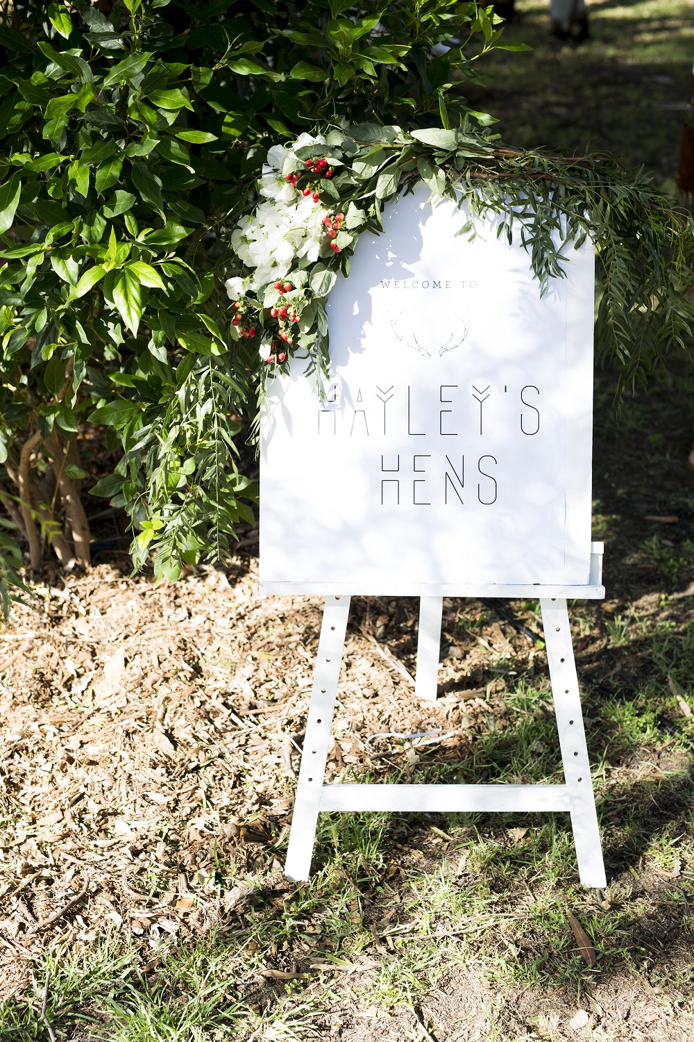 White Wooden Easel — Pretty Willow Prop Hire Perth