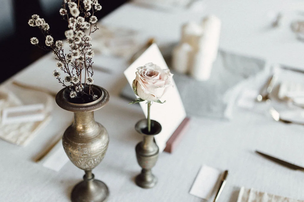 Tarnished brass vases — Pretty Willow Prop Hire Perth