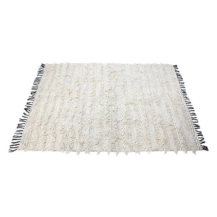Black and White Tassel Rug