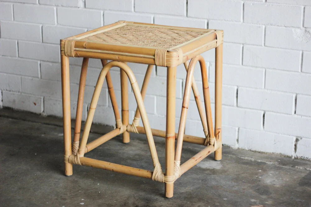 Cane Square Side Table