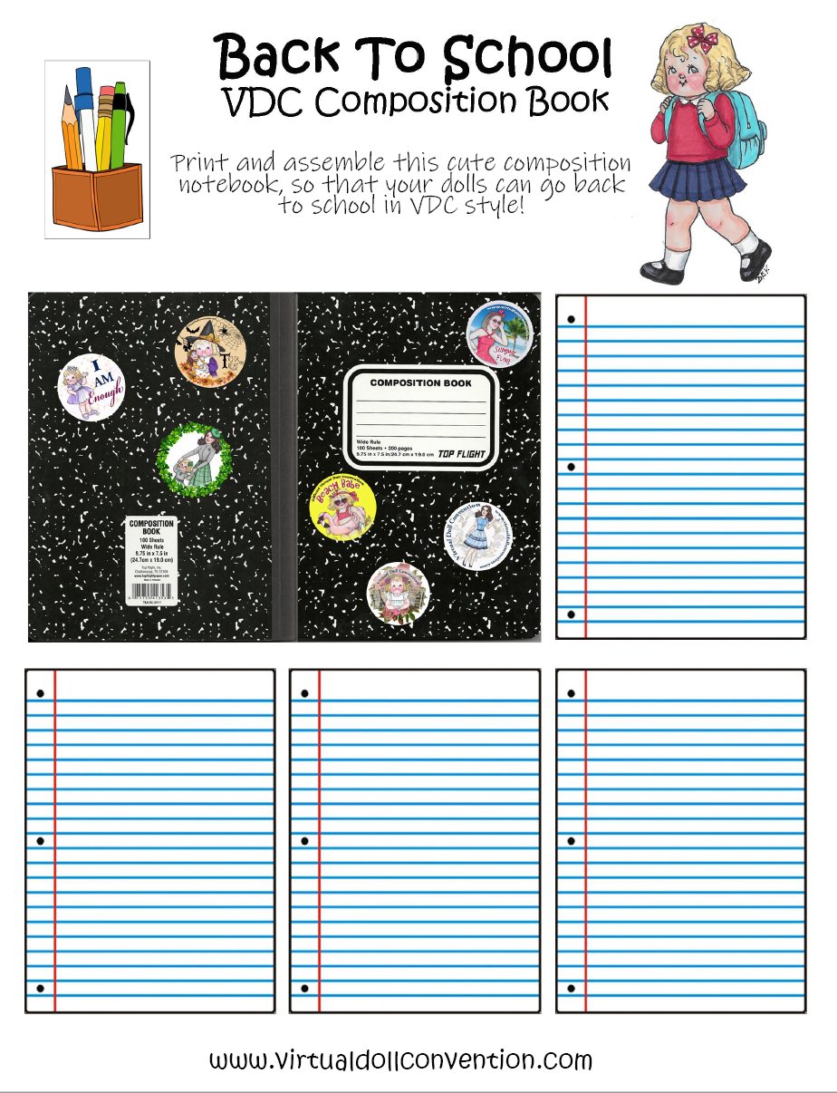 Back To School Composition Book For Your Dolls FREE PRINTABLE CRAFT 