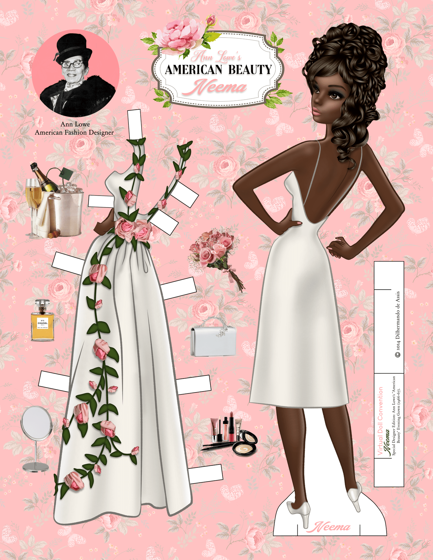 Ann Lowe "American Beauty" Dress | Neema Paper doll by Dilhermando De Assis   VDC