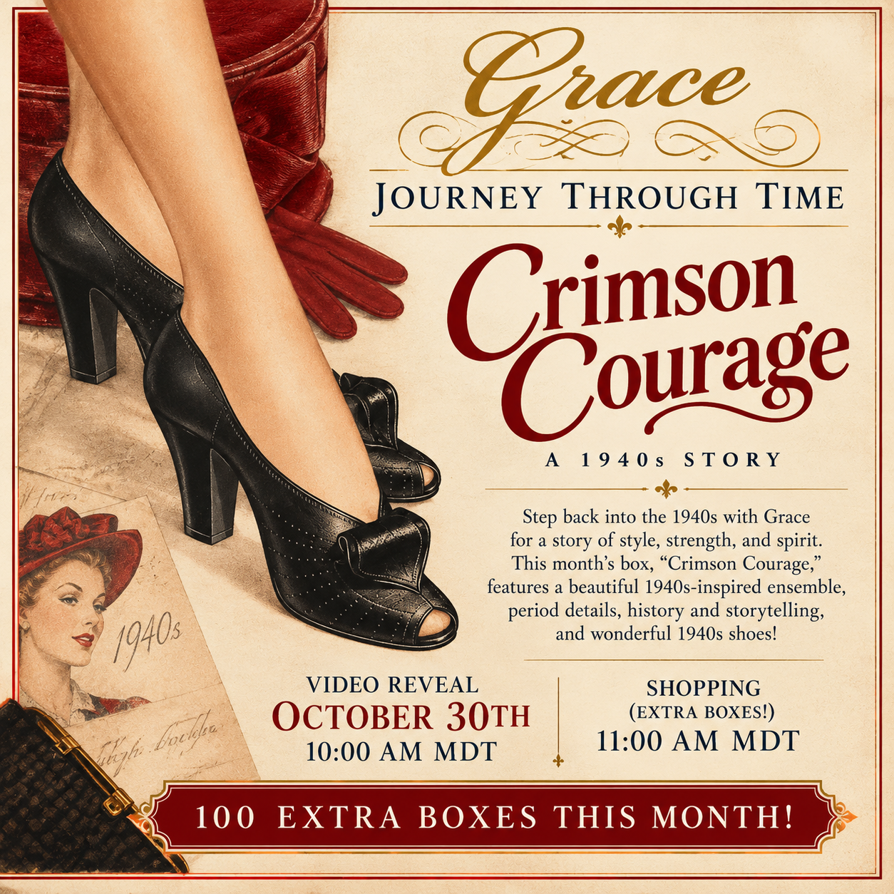 Grace: A 1940s Journey Through Time — “Crimson Courage”