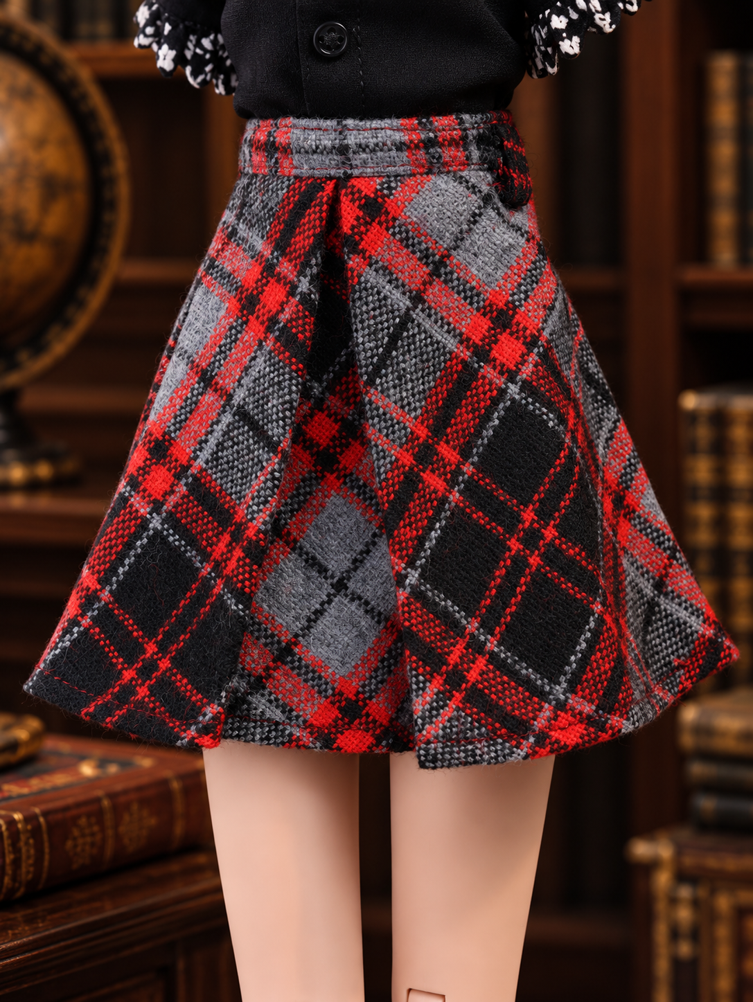 The Scarlet Scholar – Red & Black Plaid Skirt