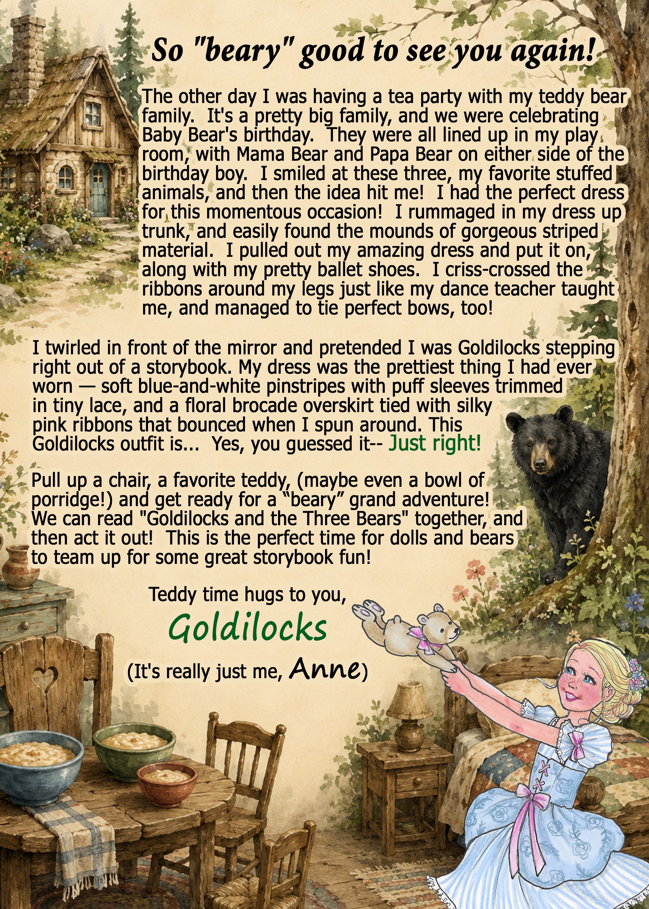 Anne as Goldilocks Story Card