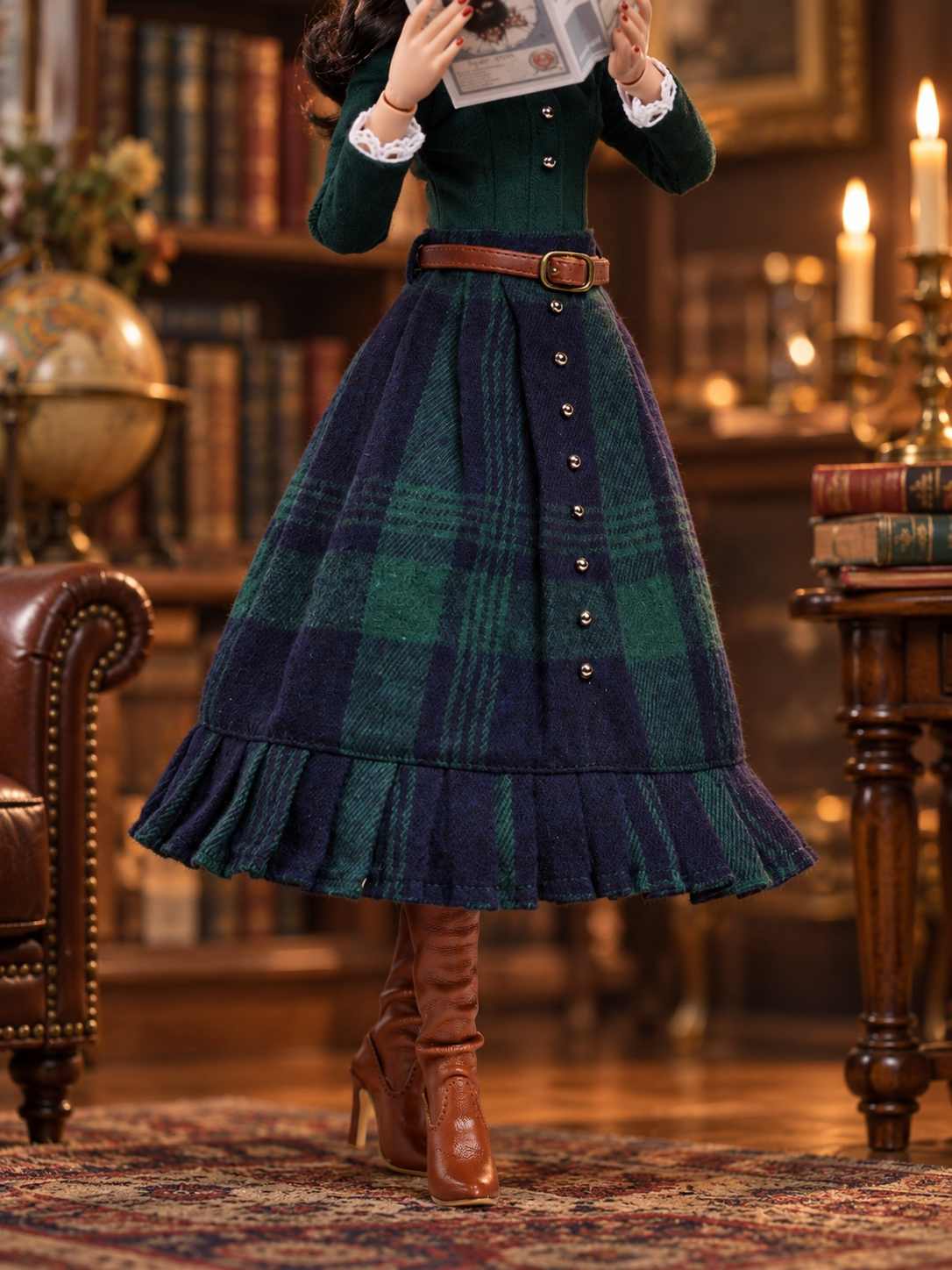 The Greenwood Library – Plaid Ruffle Skirt with Belt