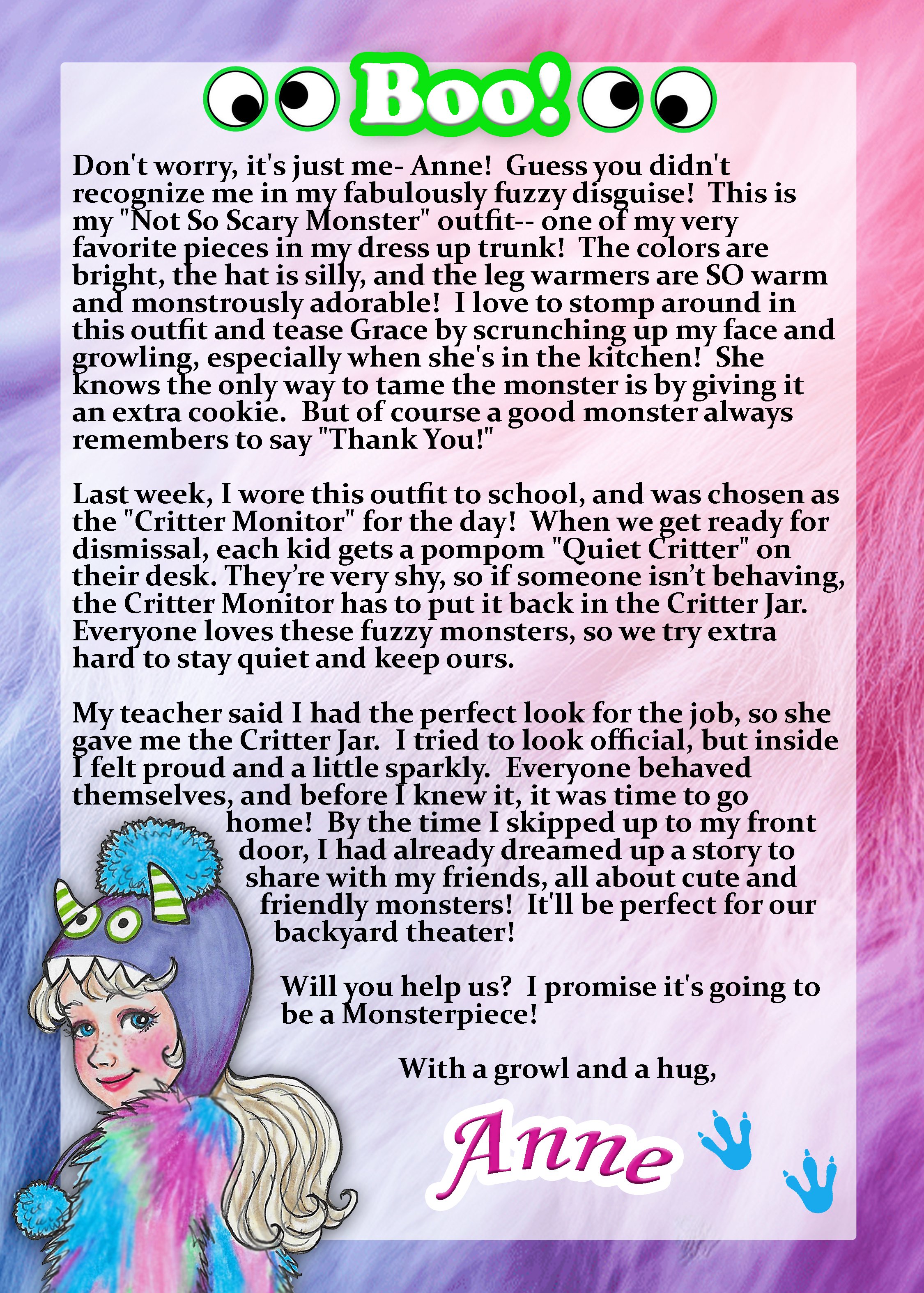 Anne’s “Not So Scary Monster” Story Card – February Keepsake (Digital Download)