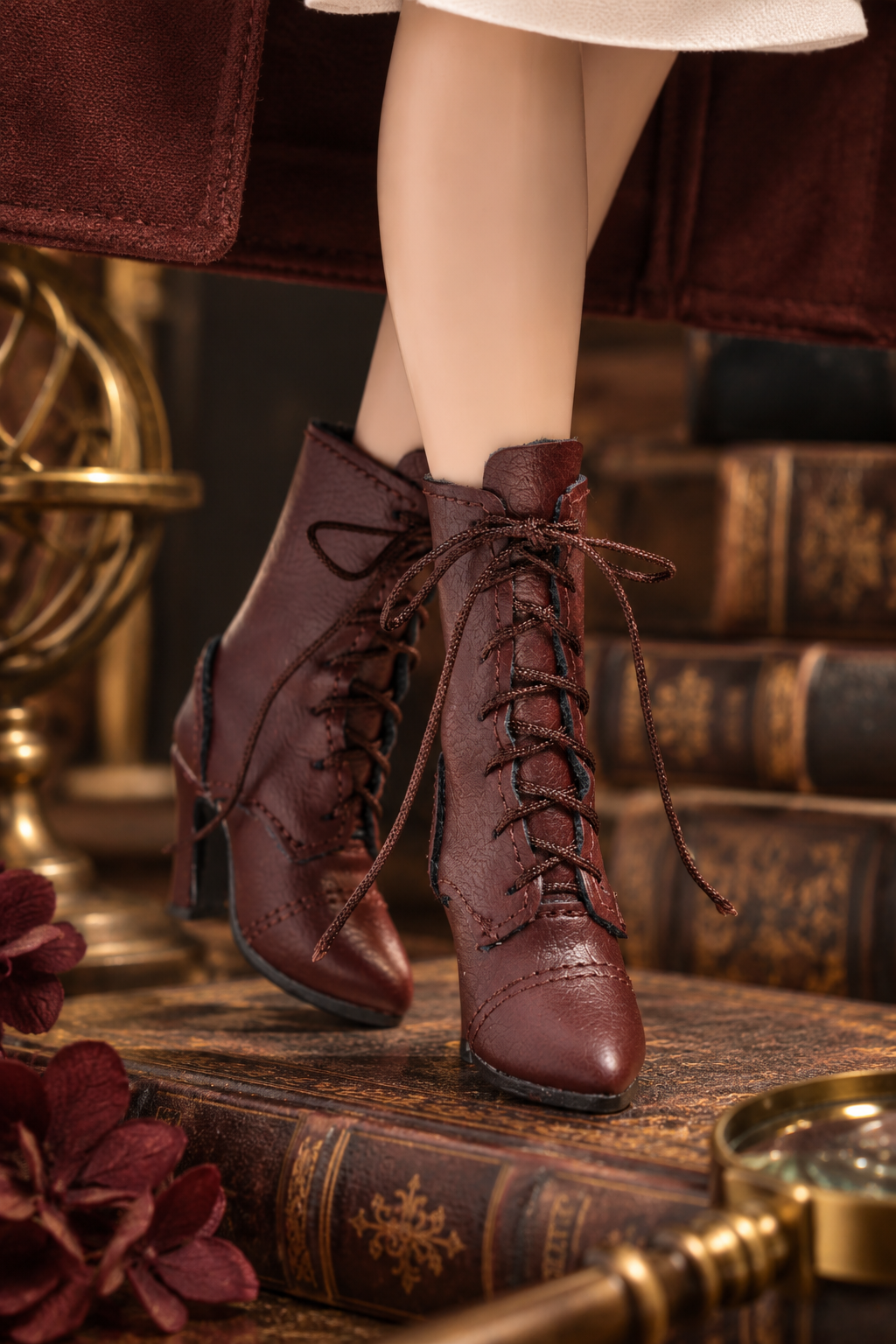 After Class – Burgundy Lace-Up Boots