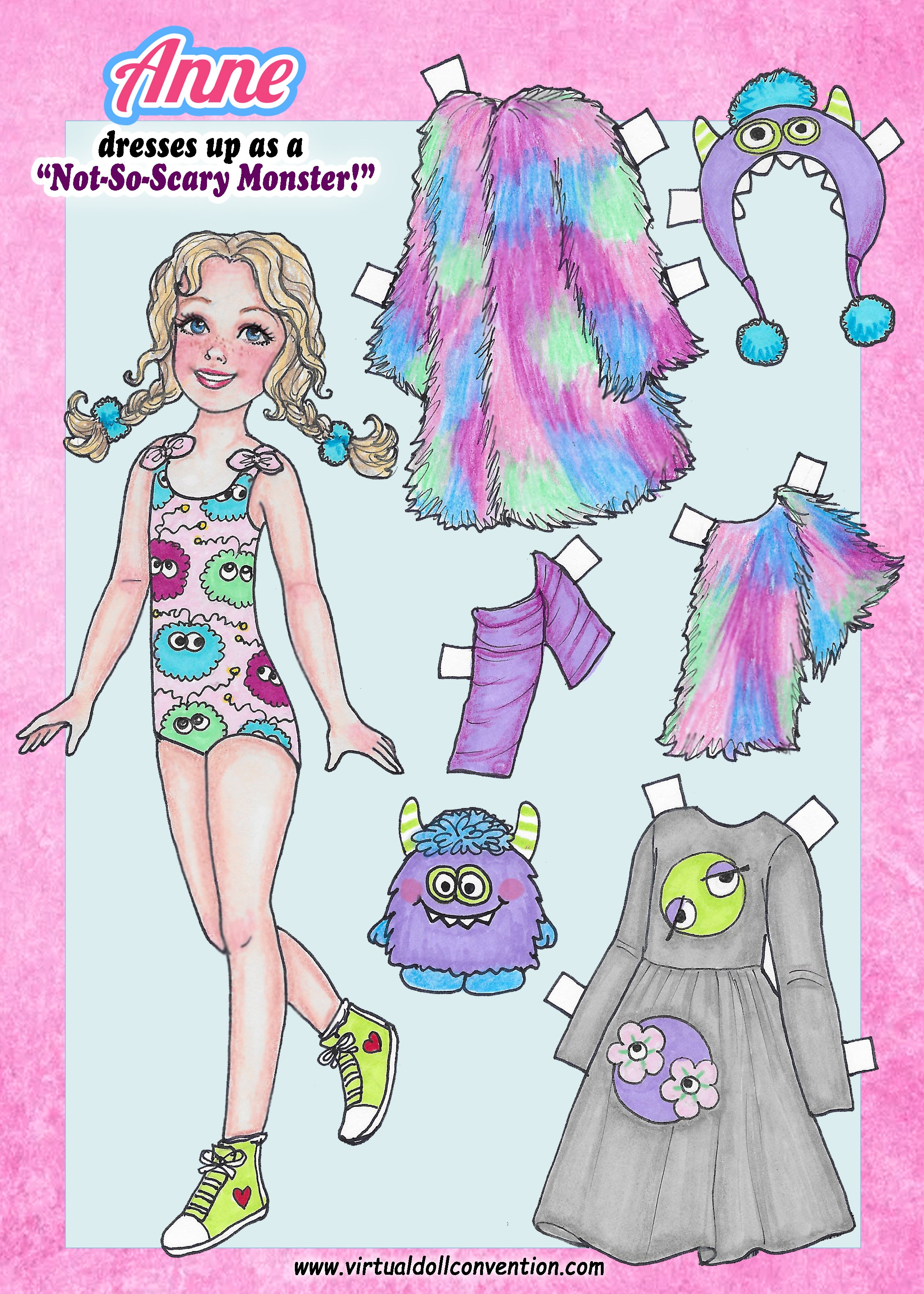 Anne Dresses as a Not So Scary Monster – Paper Doll Set (Digital Download)