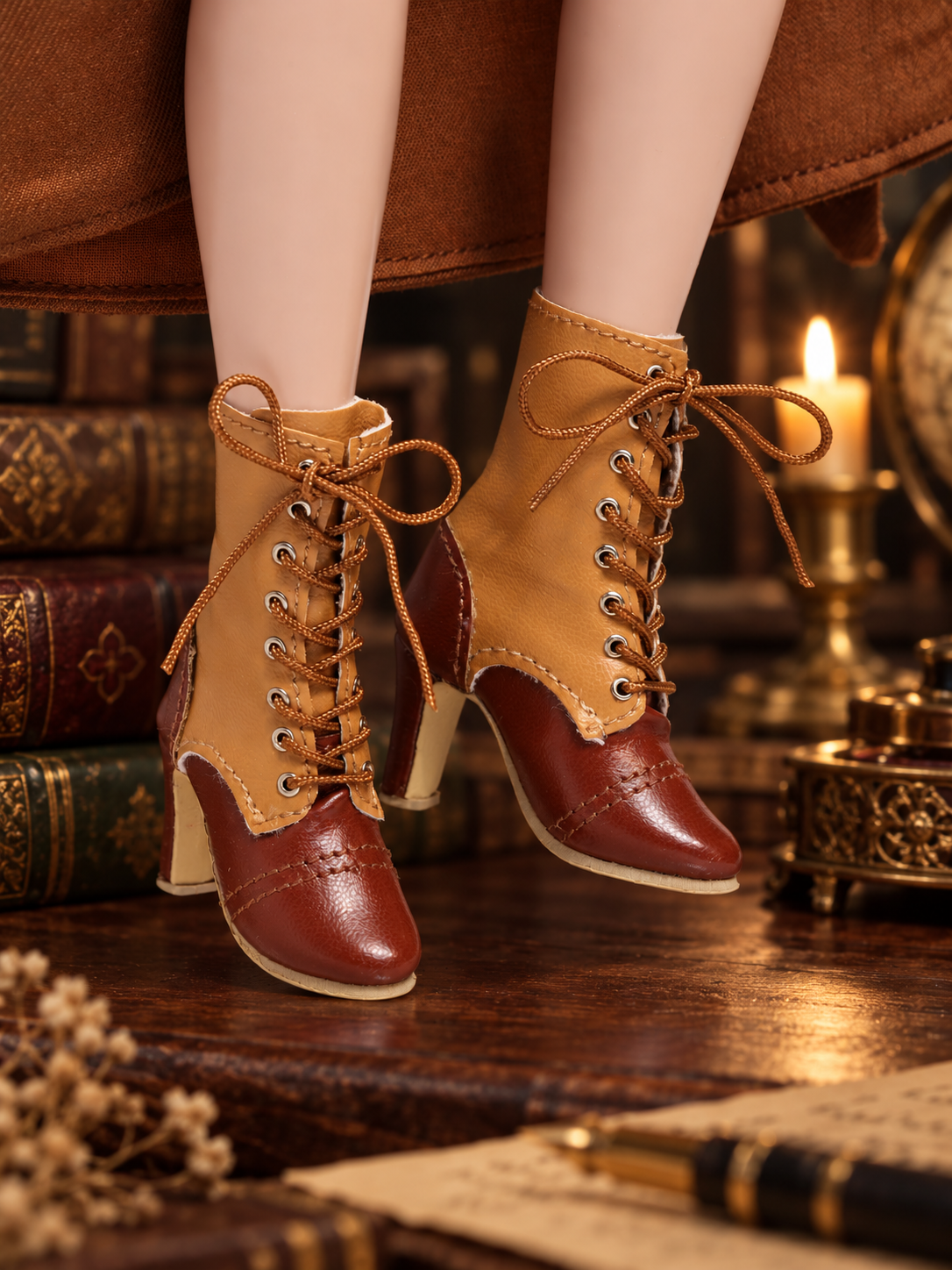 Study Hall Sweetheart – Two-Tone Lace-Up Boots