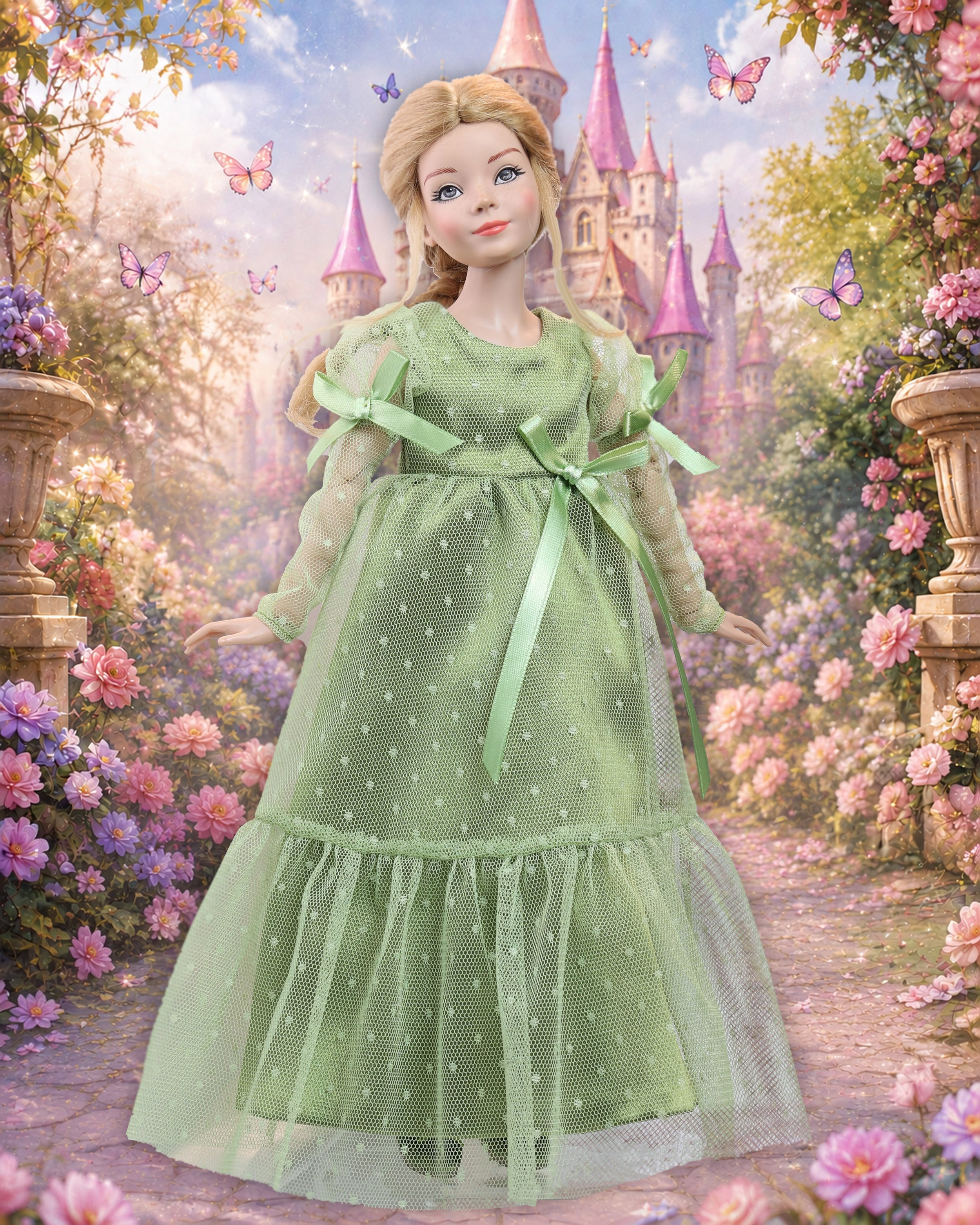 Garden Waltz – Green Princess Dress & Ballet Slippers