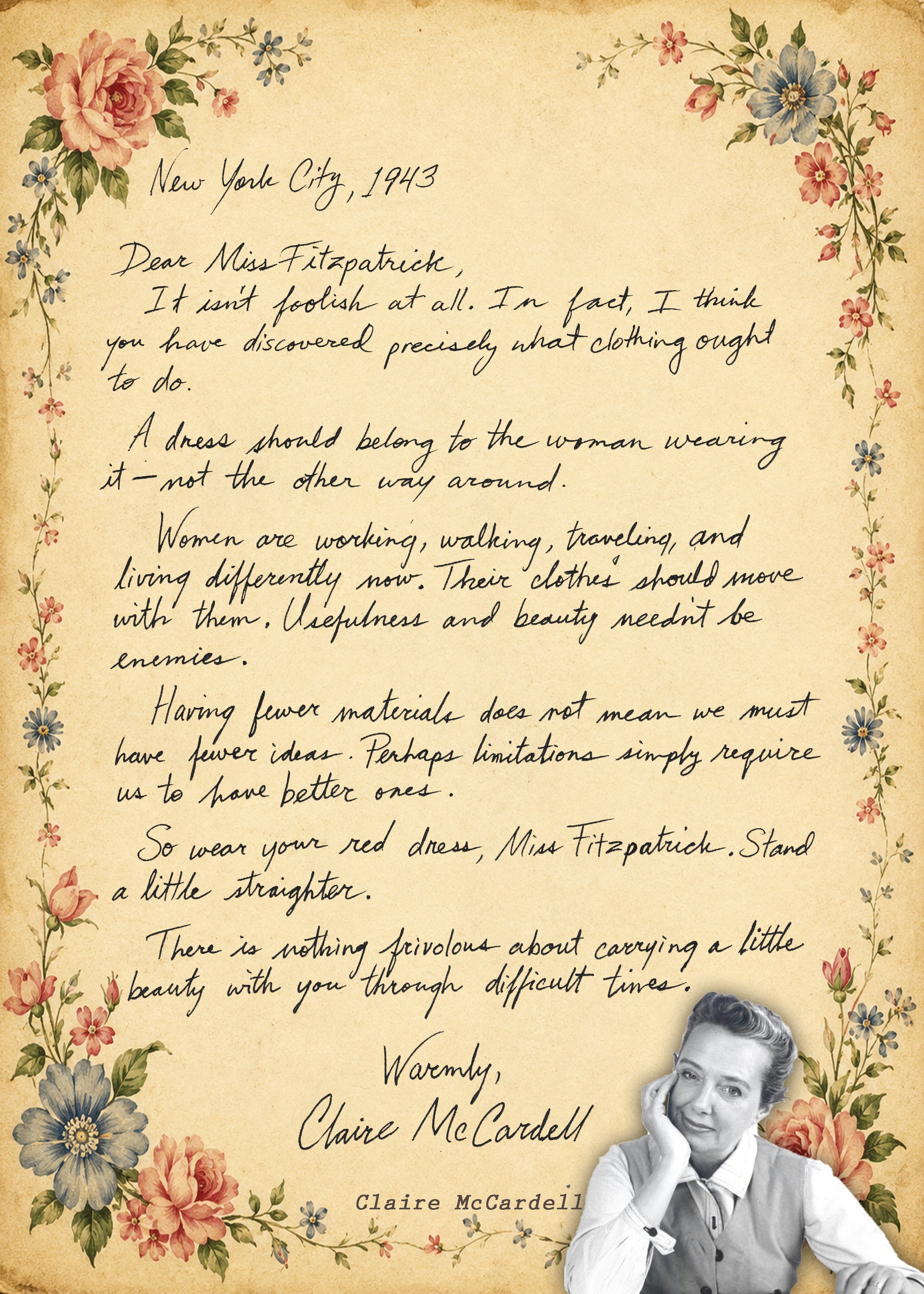 Crimson Courage - 5x7 Letter from Claire McCardell.jpg