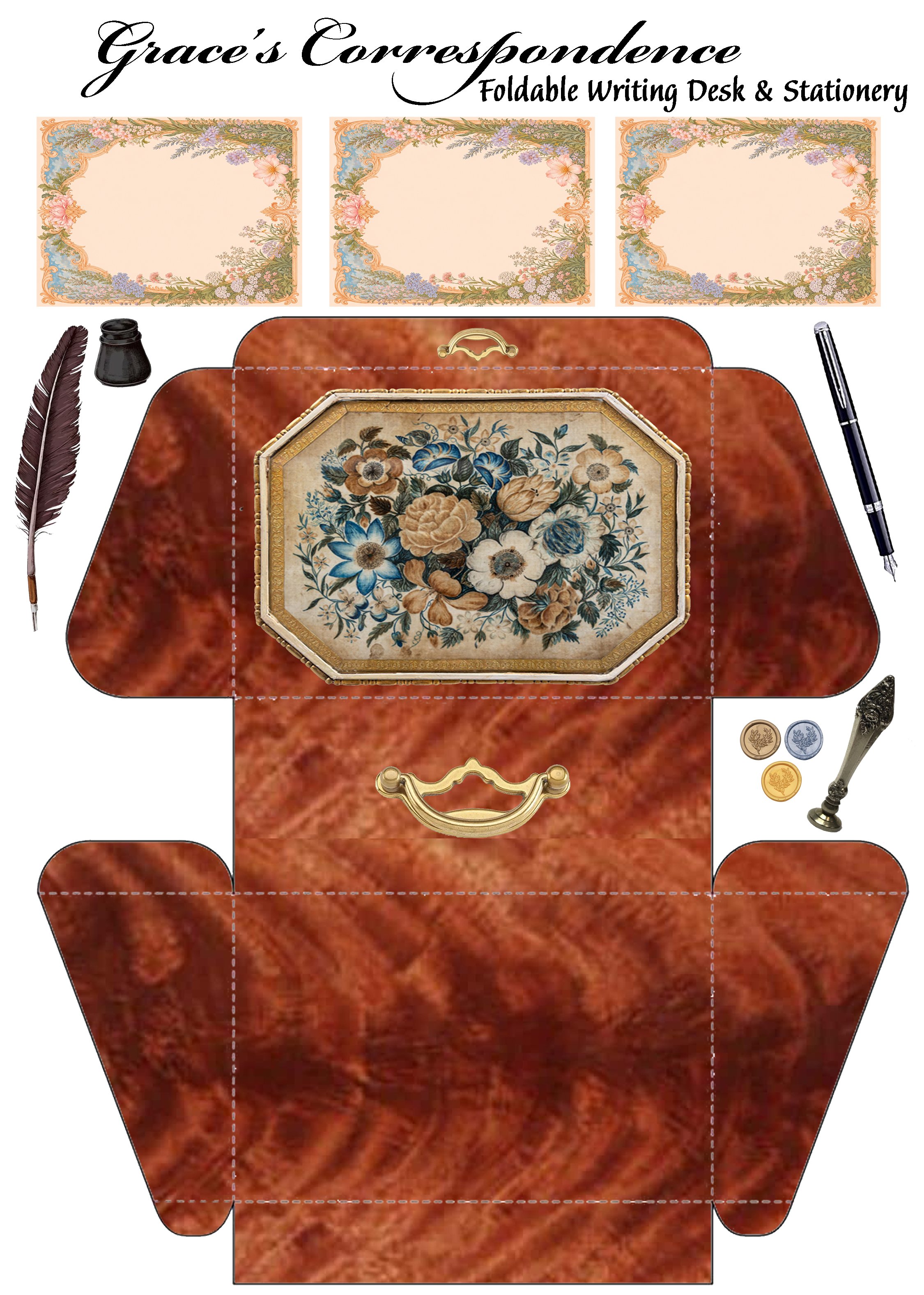 Grace’s Correspondence: Foldable Writing Desk & Stationery