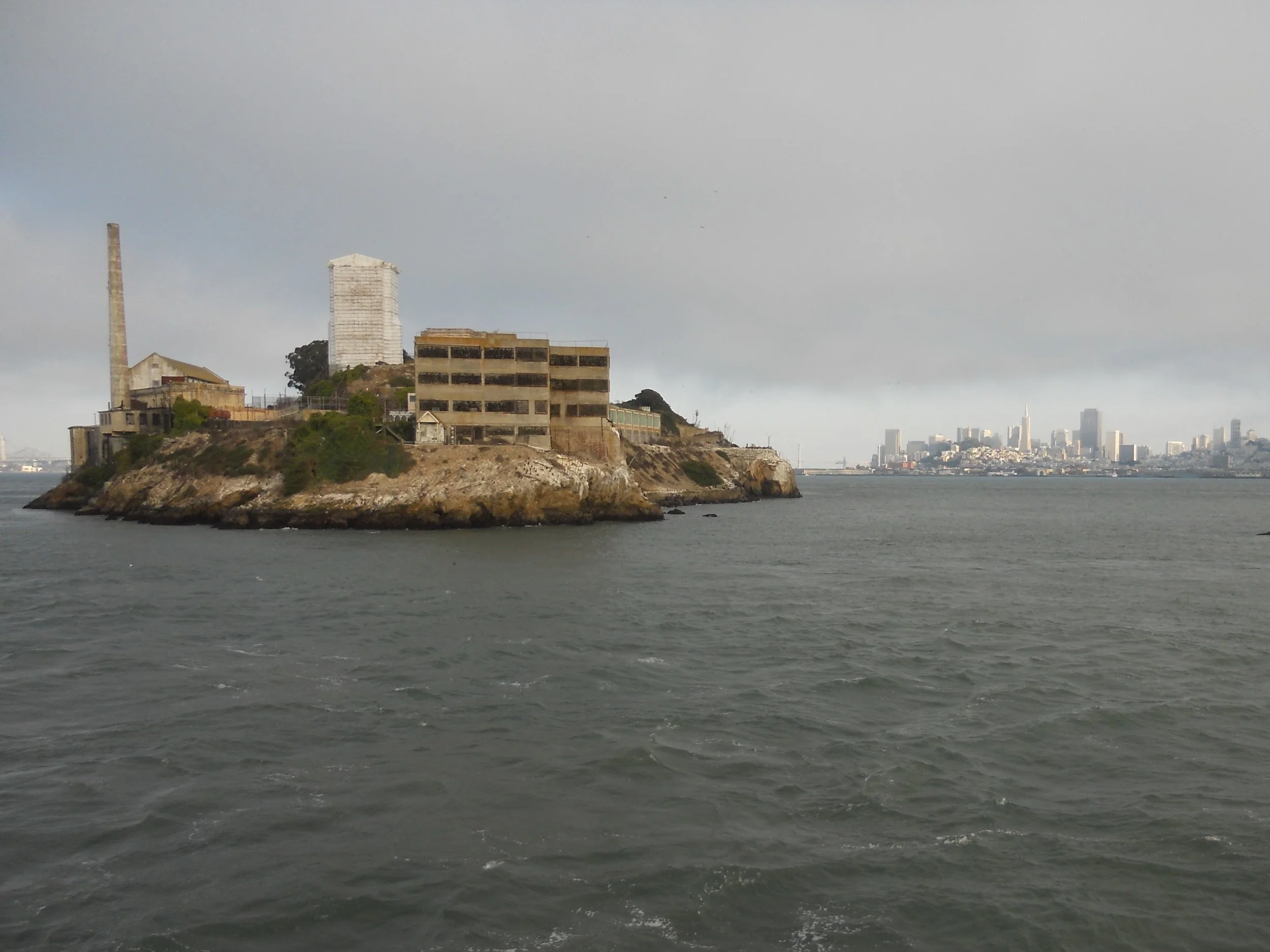 Downtown San Francisco in the distance behind Alcatraz Island