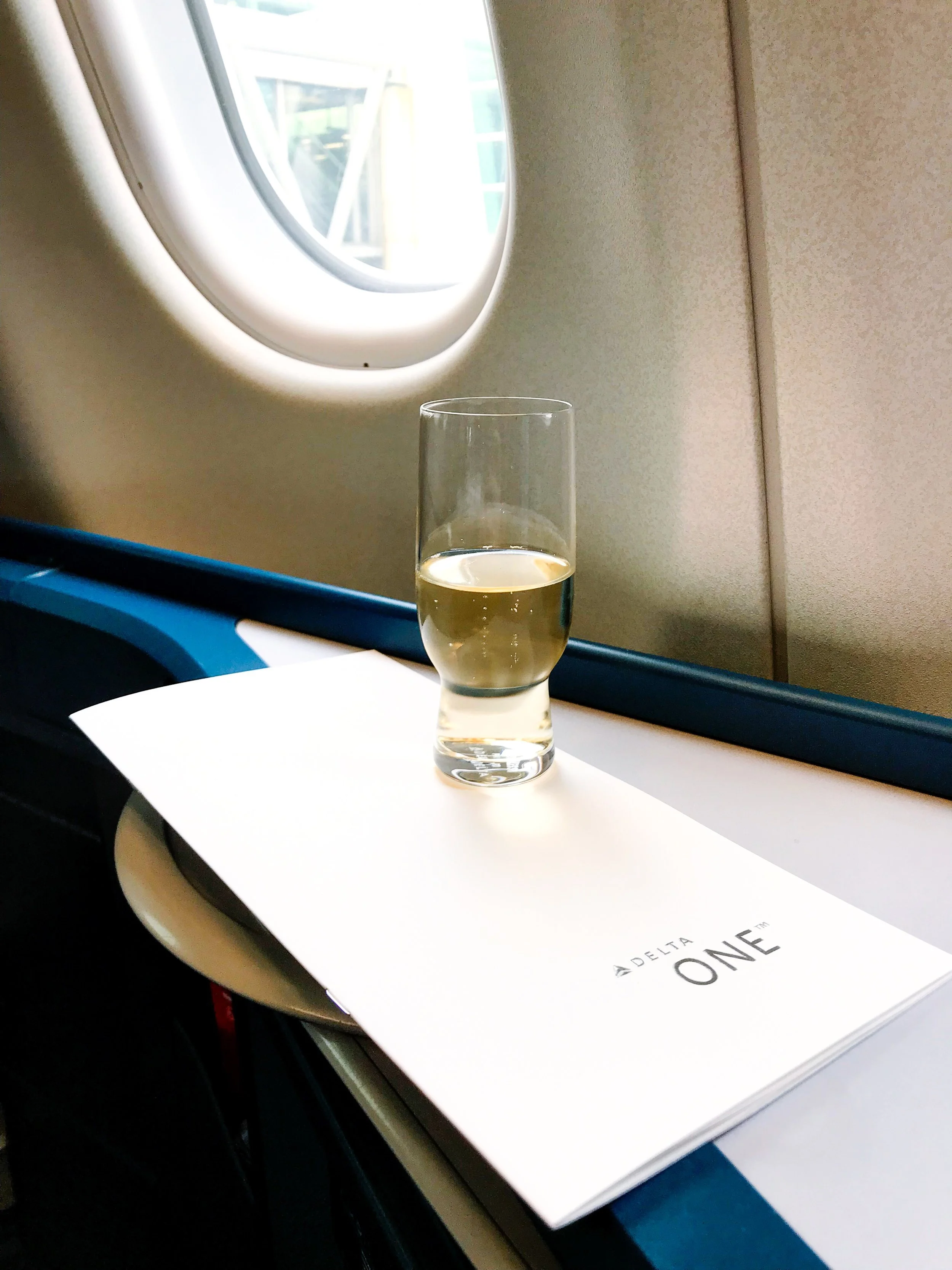 Pre-departure service consisted of champagne or orange juice. Meal requests were taken before departure as well.