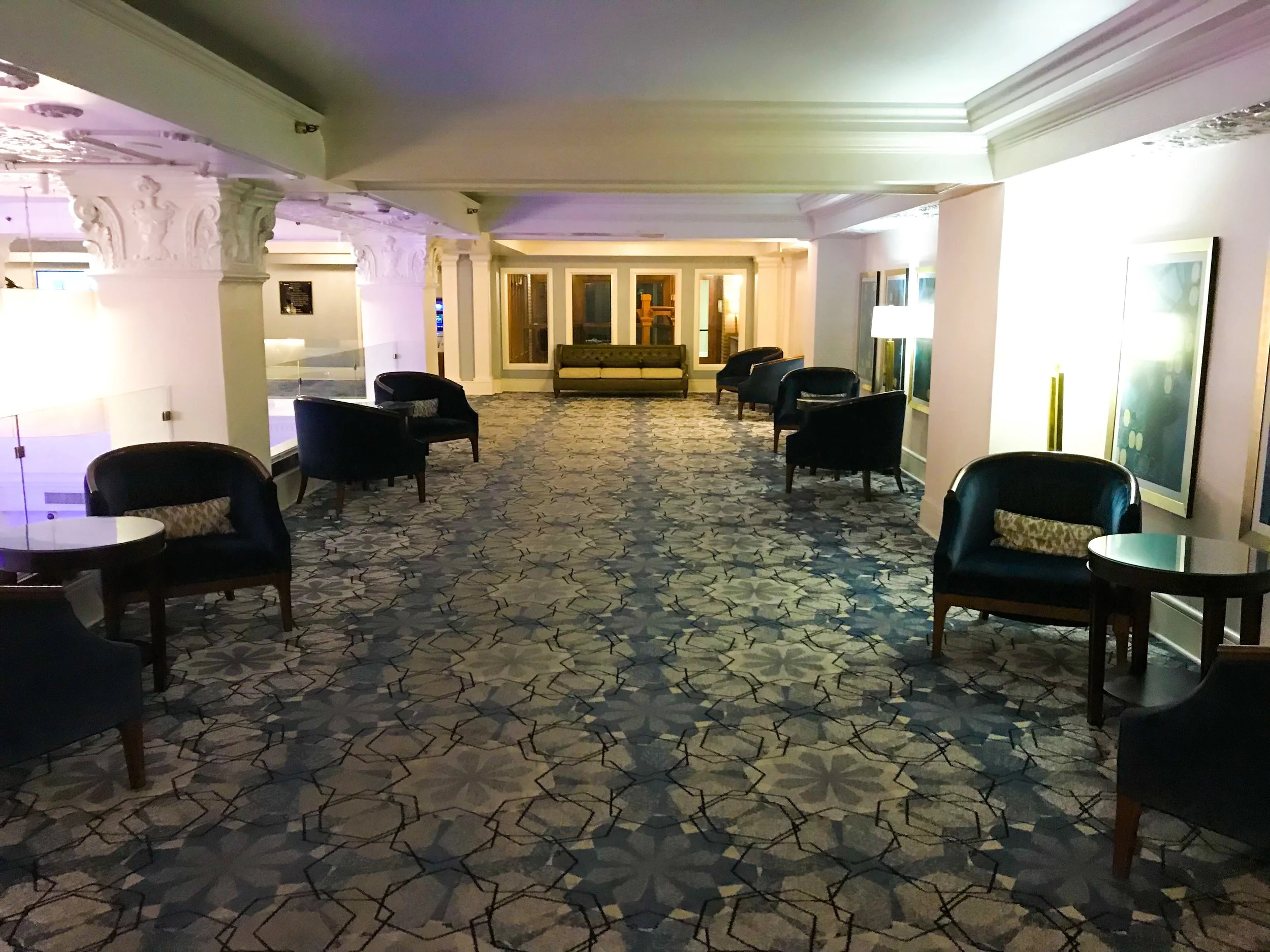 The mezzanine level above the lobby has lots of additional seating.