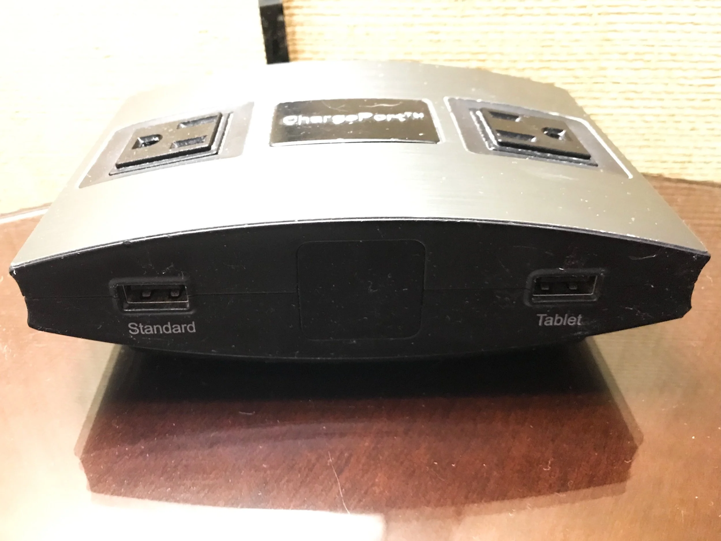 More hotels need something like this on the nightstand. One of my biggest gripes is when I have to move a table or unplug a light in order to plug my phone in next to the bed - not here!