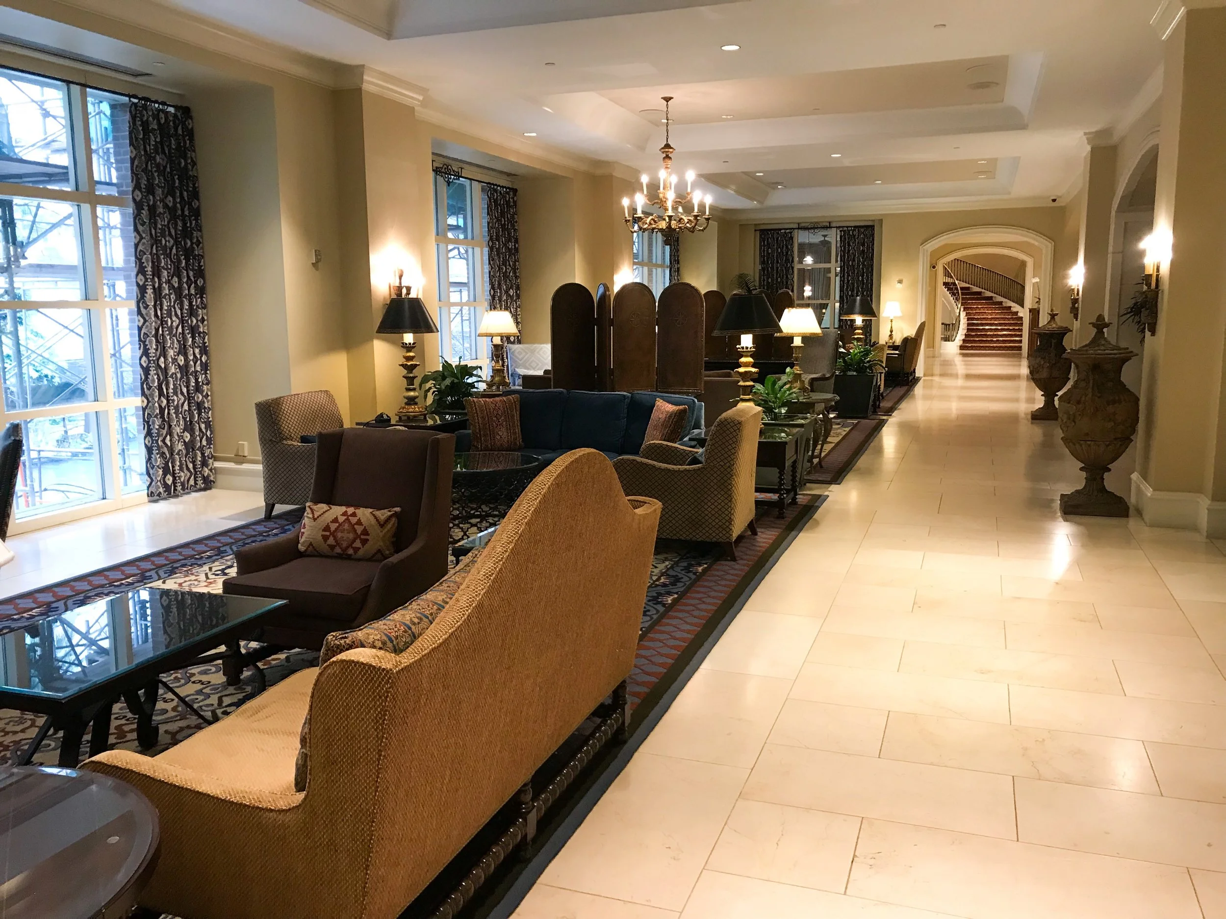 The lobby was luxuriously appointed.