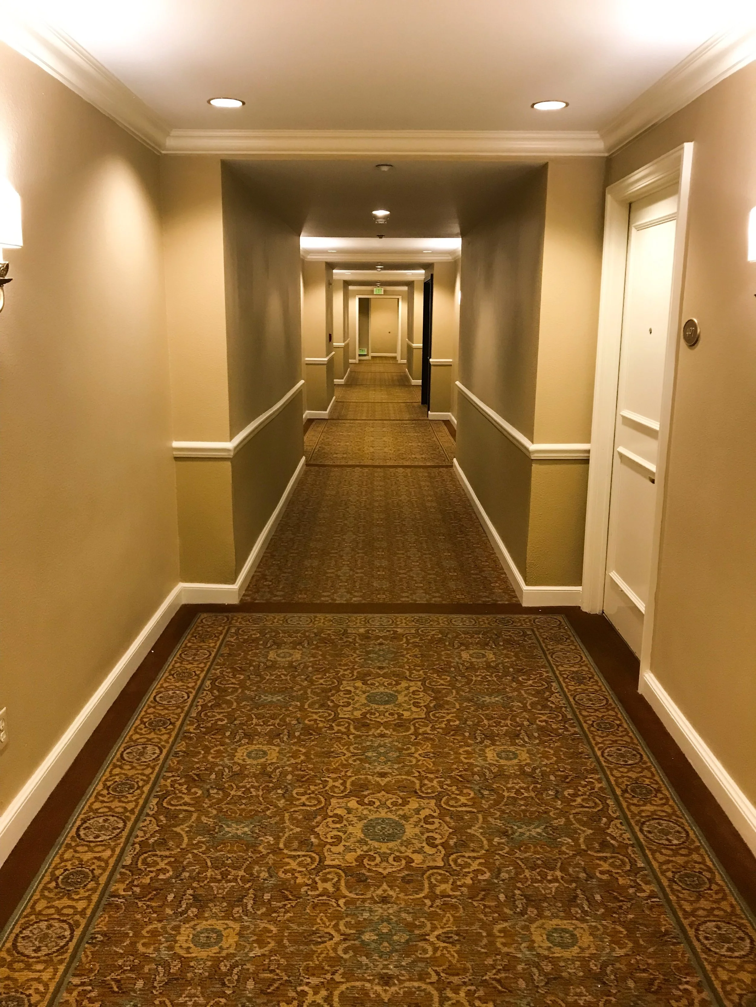 The hotel was well maintained, but was in need of a refresh. The hallway carpet was a little worn.