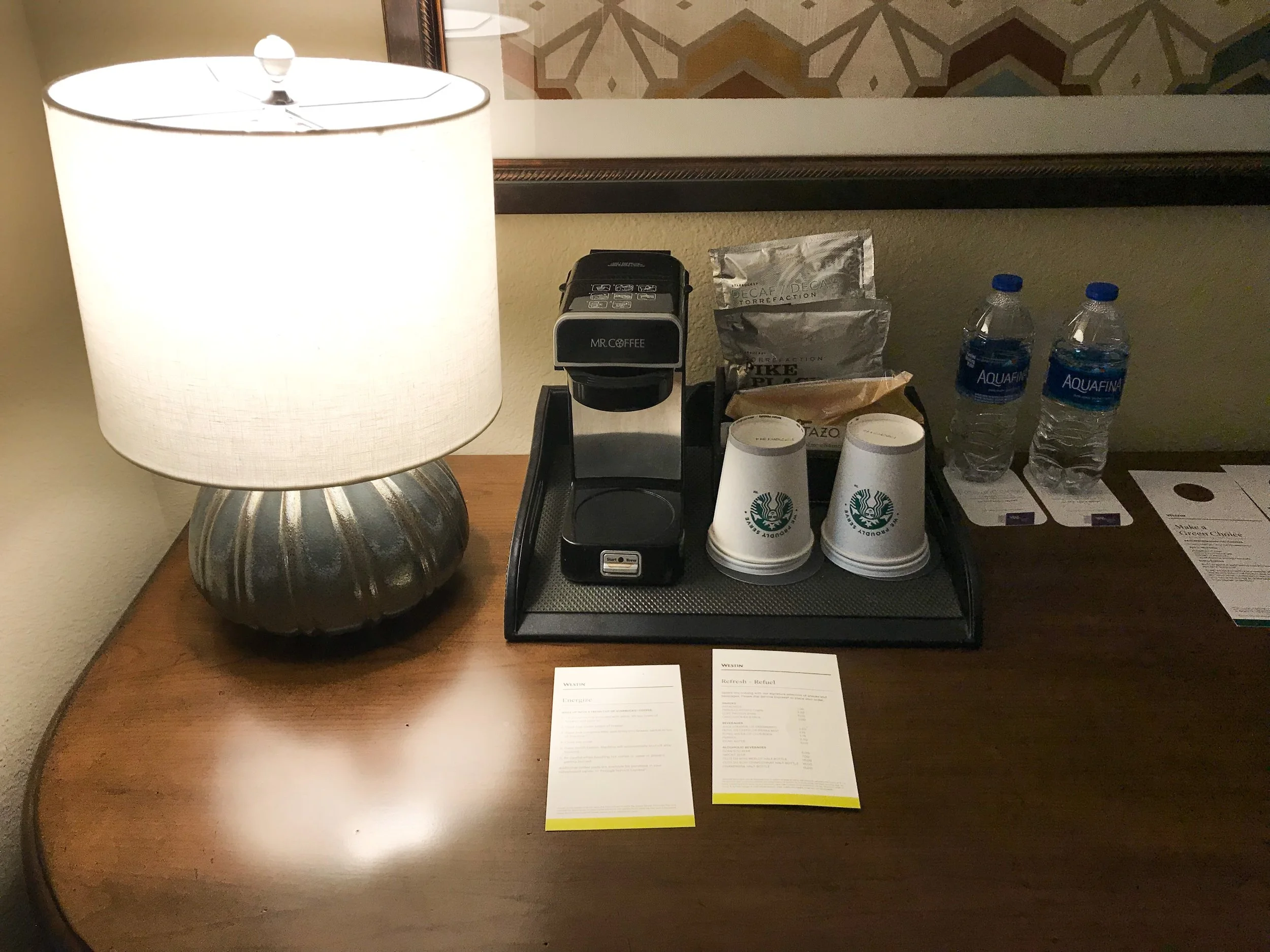There was a coffee station just inside the door.