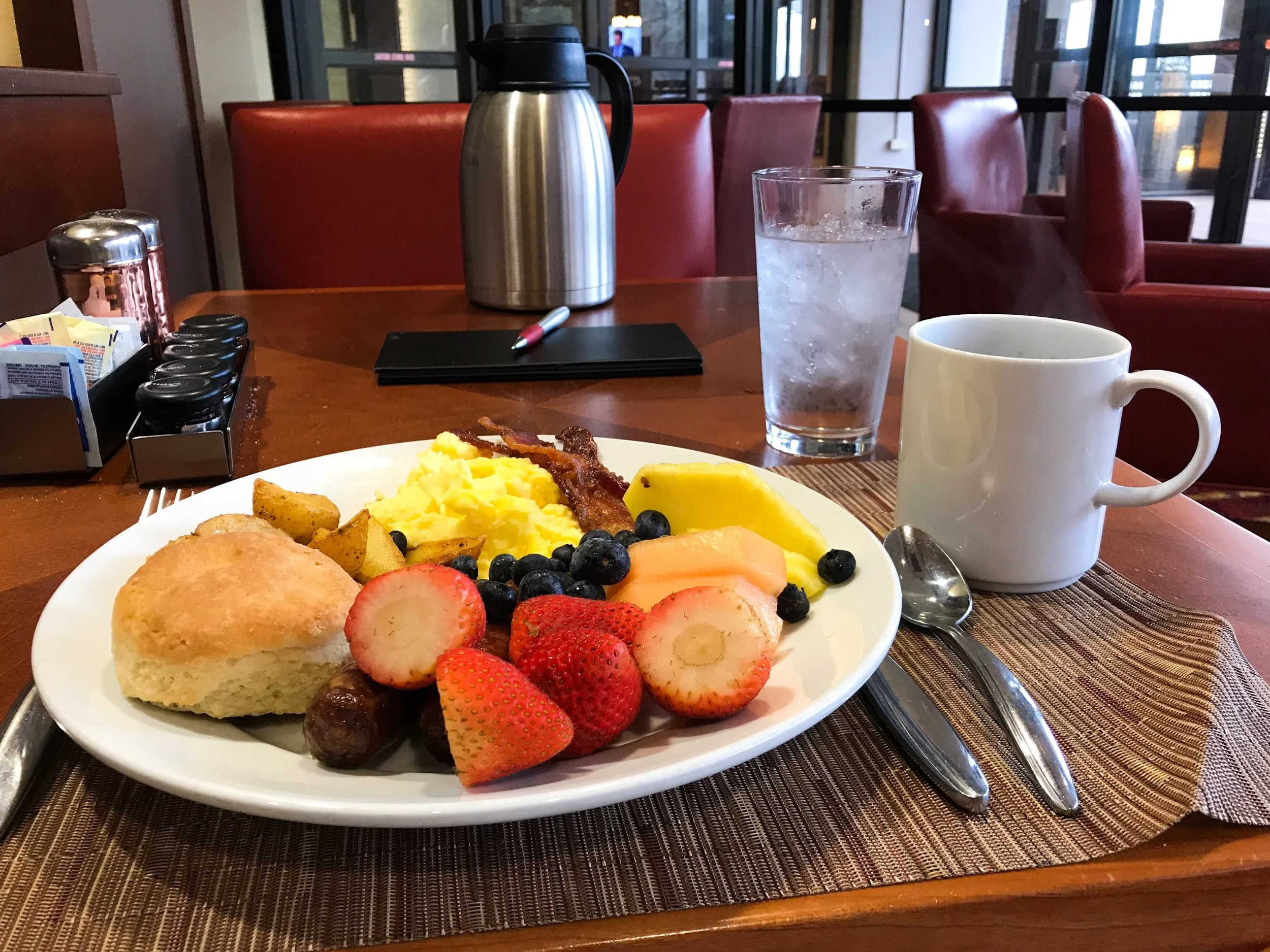 Standard hotel buffet breakfast.