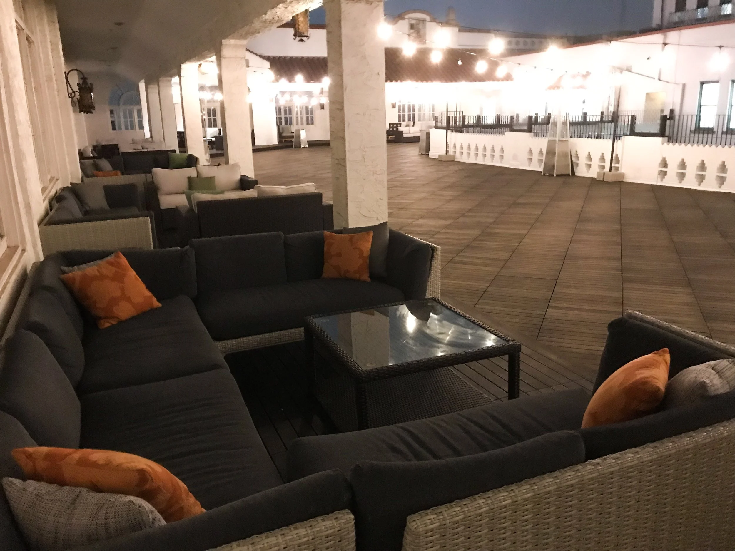 The outdoor patio had covered seating.