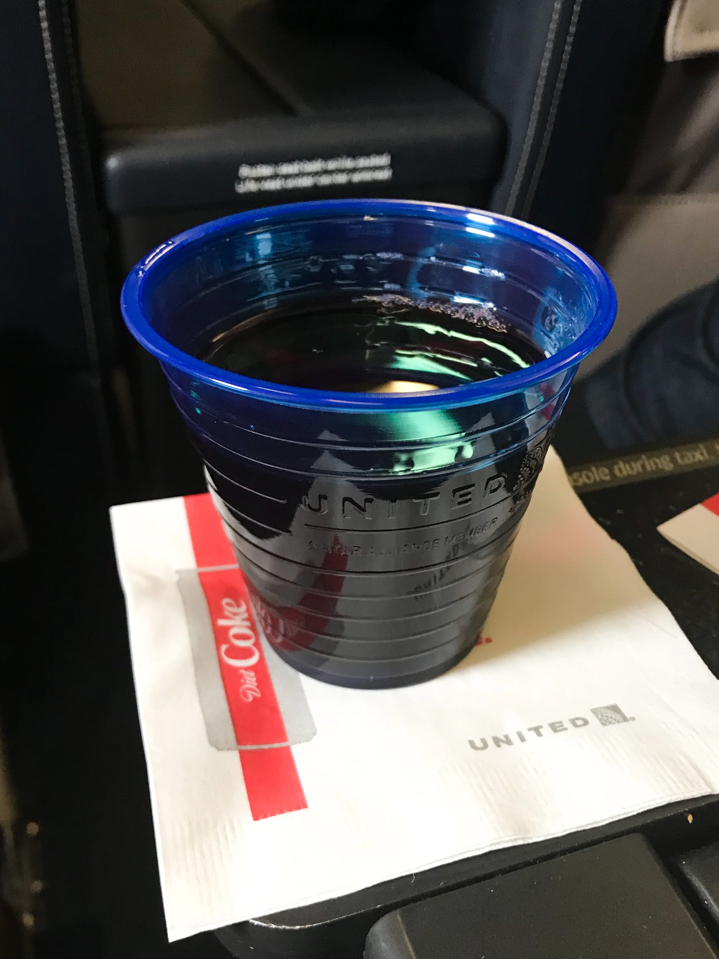 United offers pre-departure beverage service.