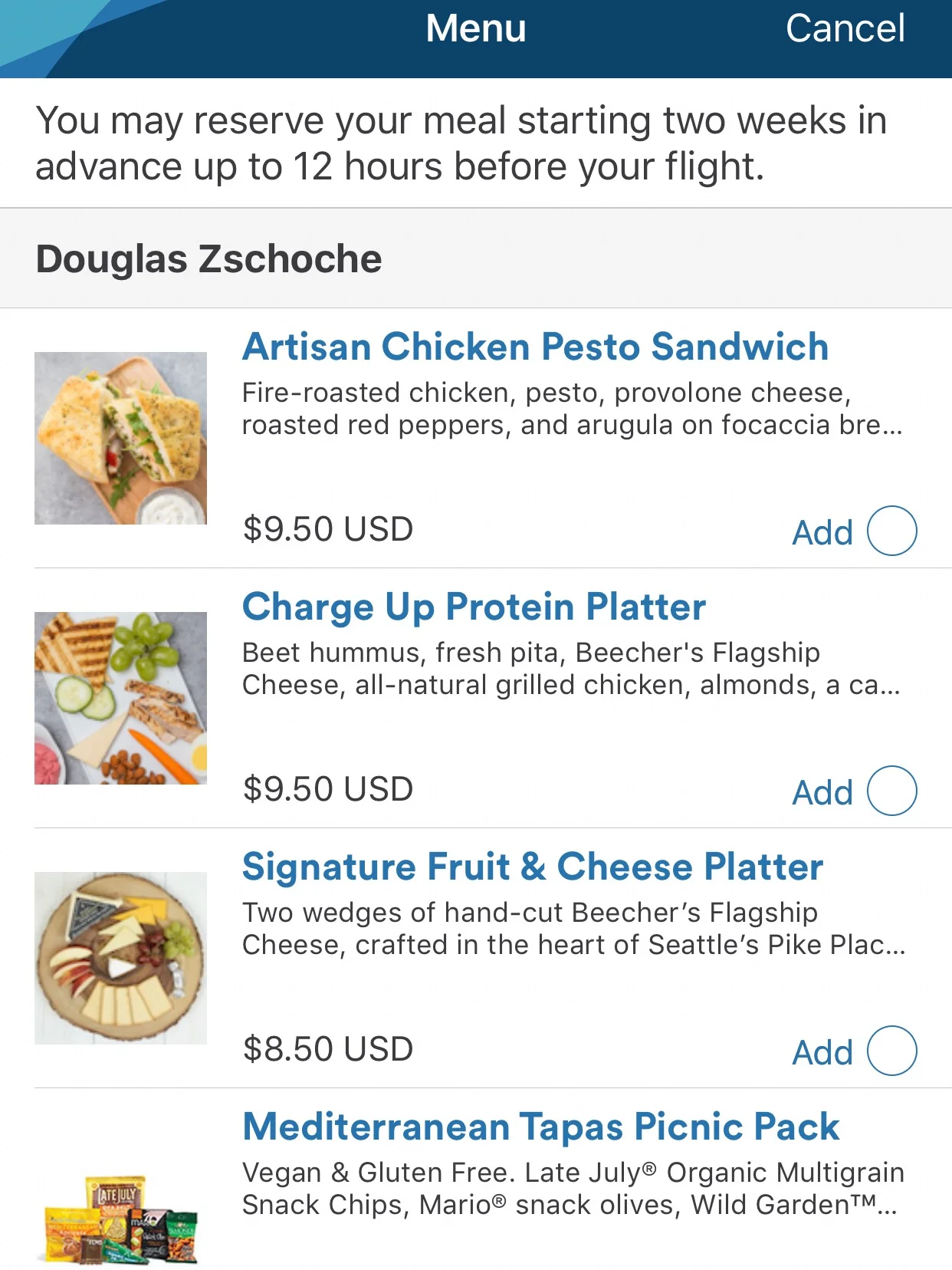 Alaska offers the option of reserving meals for purchase ahead of your flight. If plan to purchase food on the flight and want to guarantee your choice will be available, I highly suggest doing so ahead of time. The flight attendants made an announcement during the flight that there were limited quantities of each option and they might sell out before reaching seats in the rear of the aircraft.